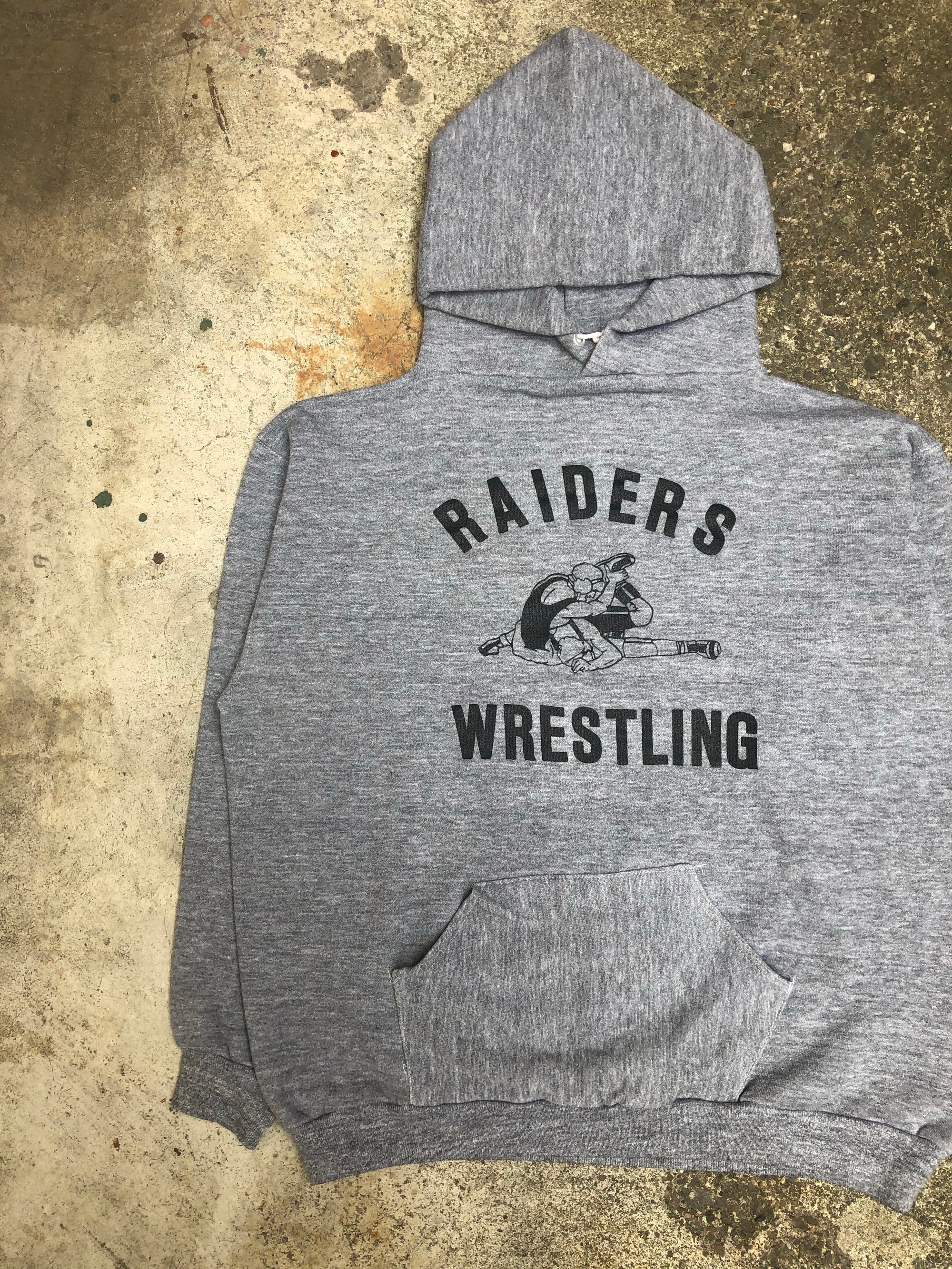 1970s Russell Heather Grey “Raiders Wrestling” Hoodie