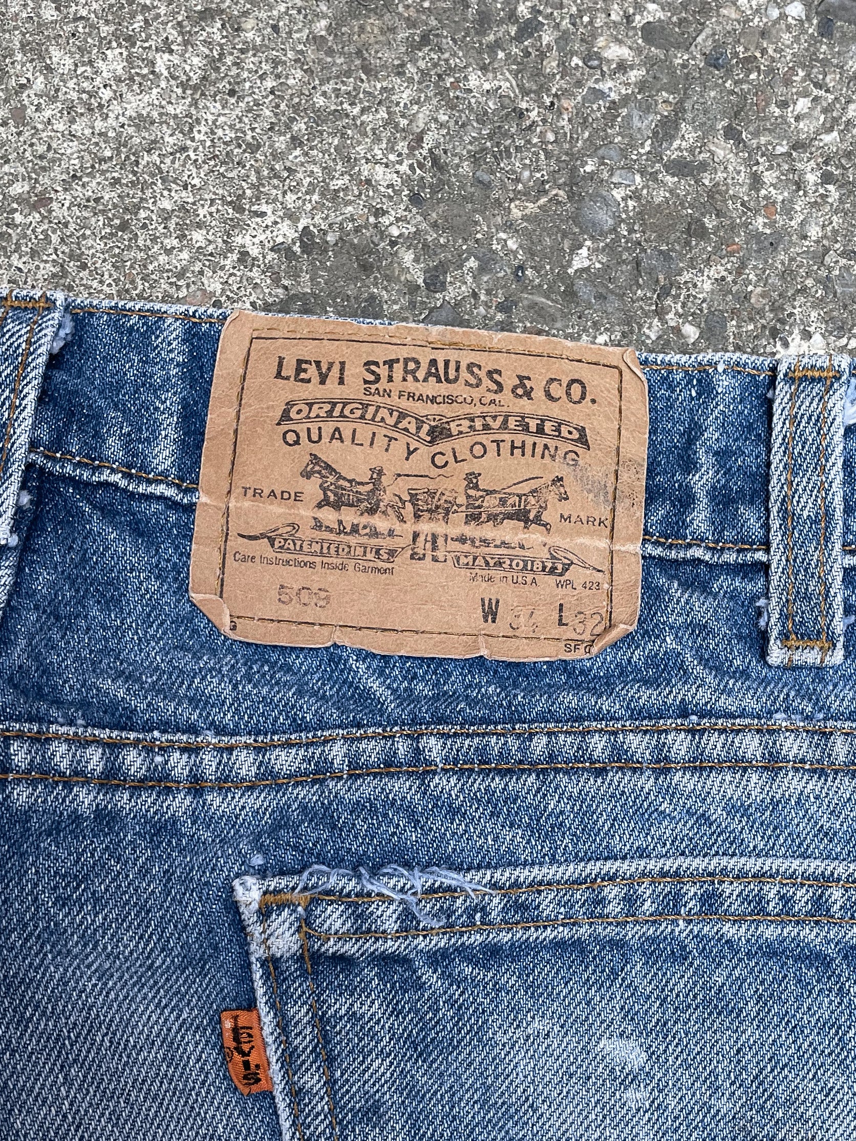 1980s Orange Tab Levi’s Painted Faded Blue 509 (33X30)