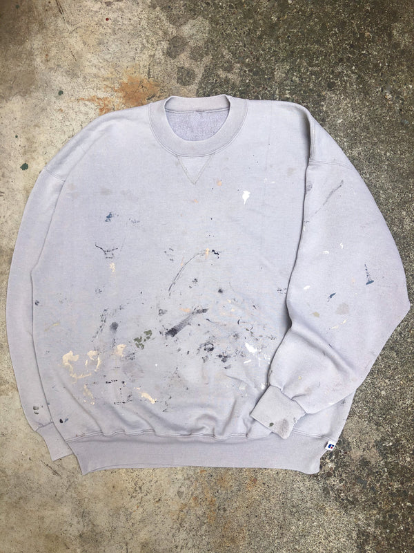 1990s Russell Faded Plaster Grey Painted Blank Sweatshirt