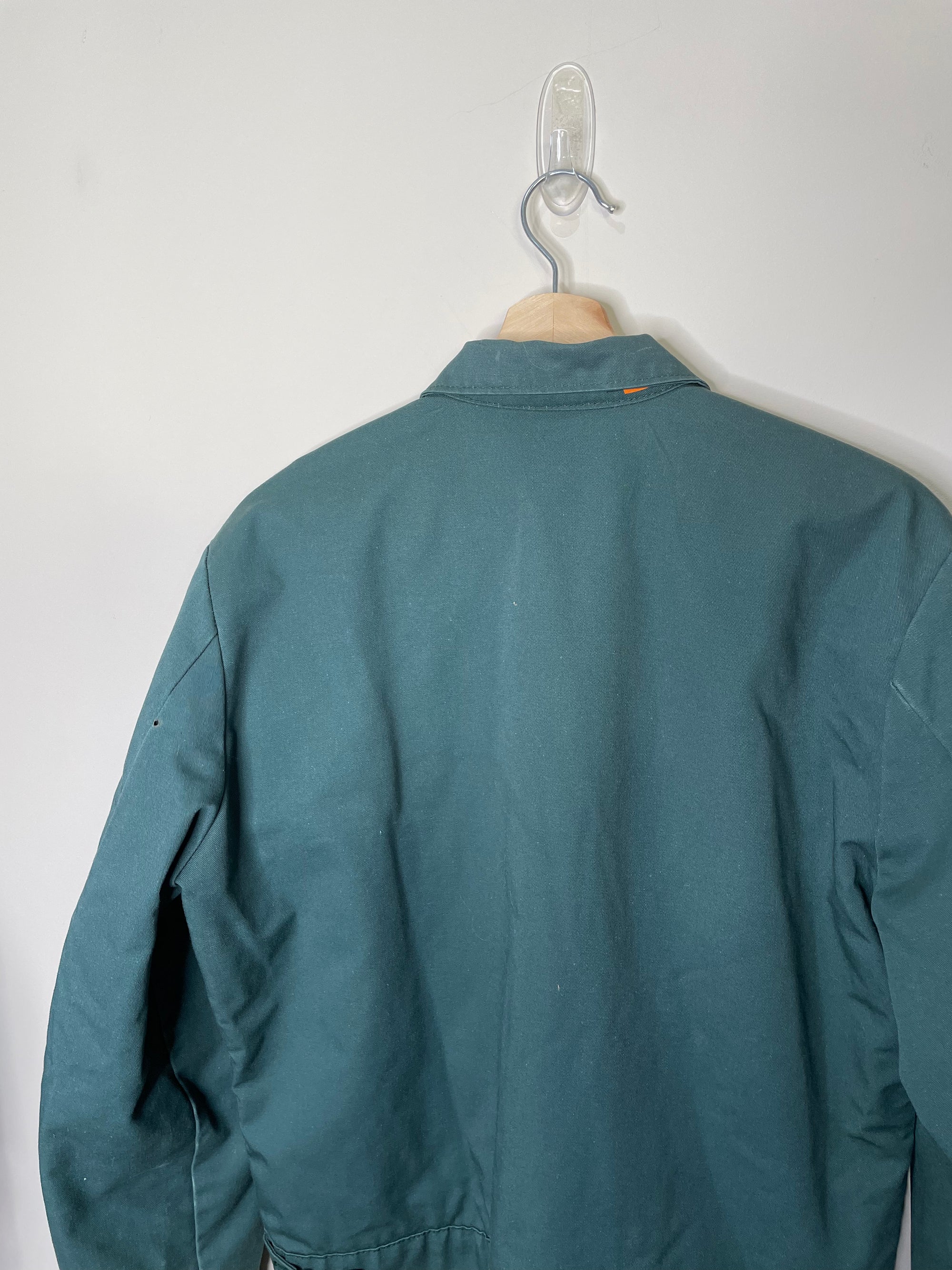 1970s Faded Green Quilted Liner Work Jacket Talon Zip (S/M)