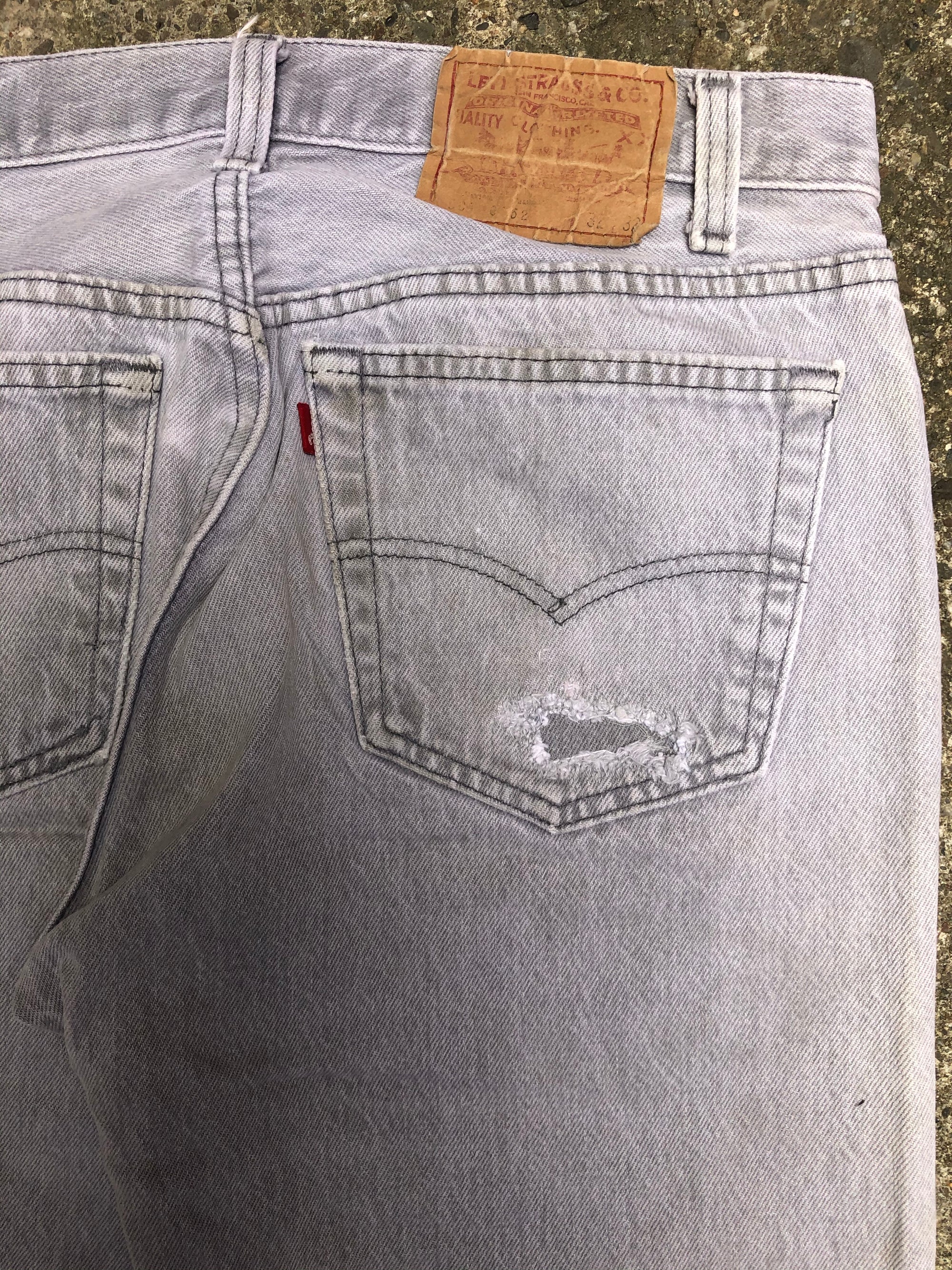 1990s Faded Grey Repaired Levis 501 (30X30)