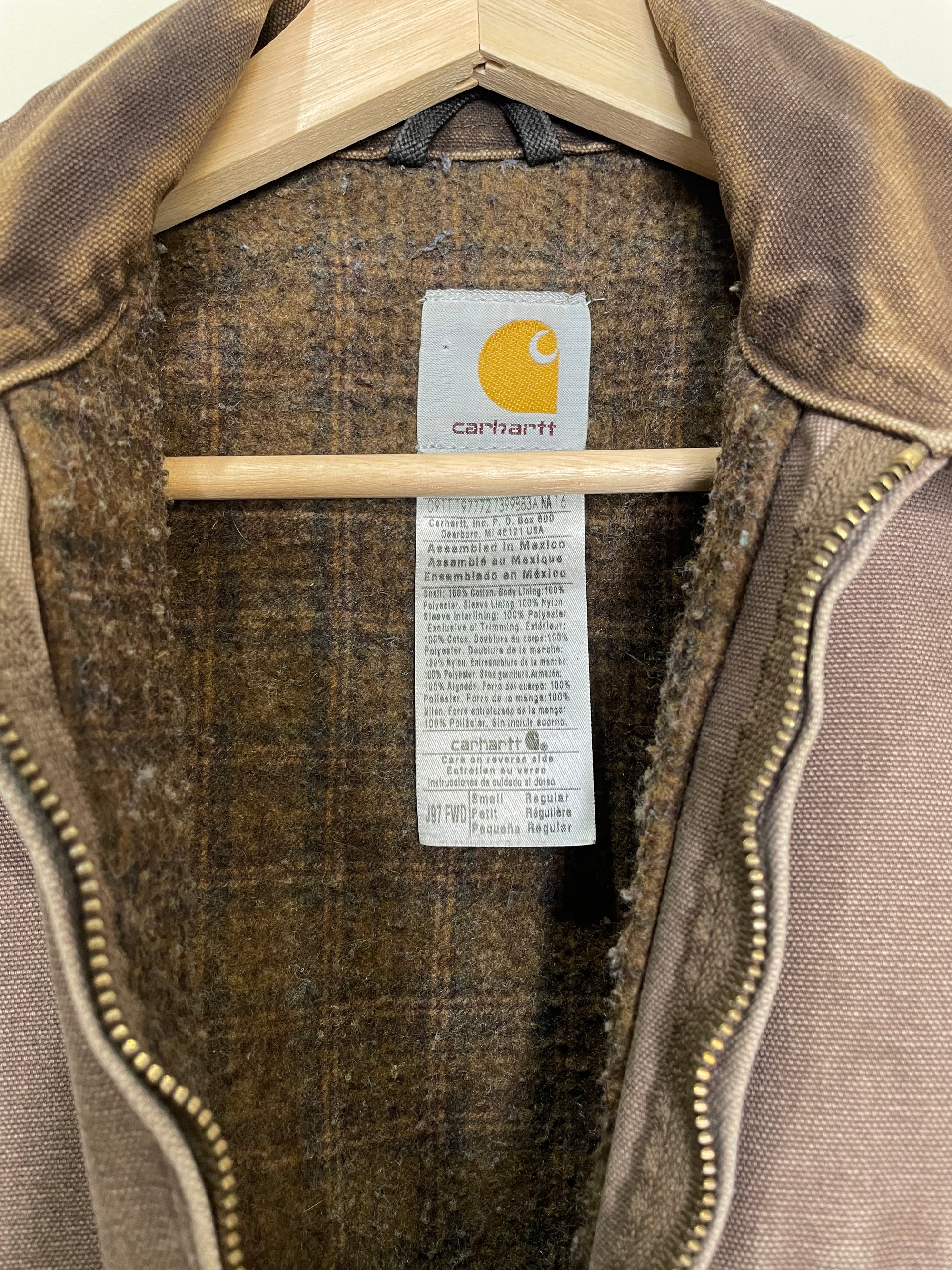 Carhartt Faded Firewood Brown Lined Work Jacket (S)