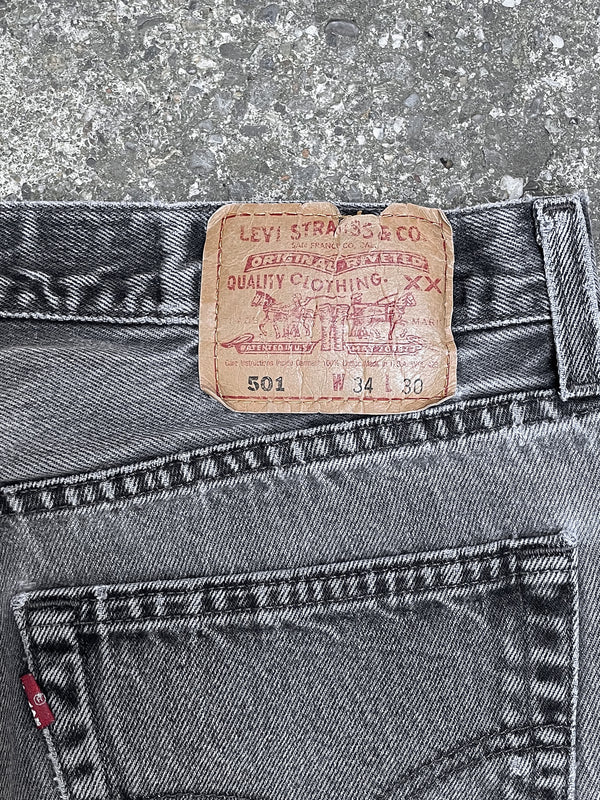 1990s Levi’s Faded Black 501 Released Hem (32X30)