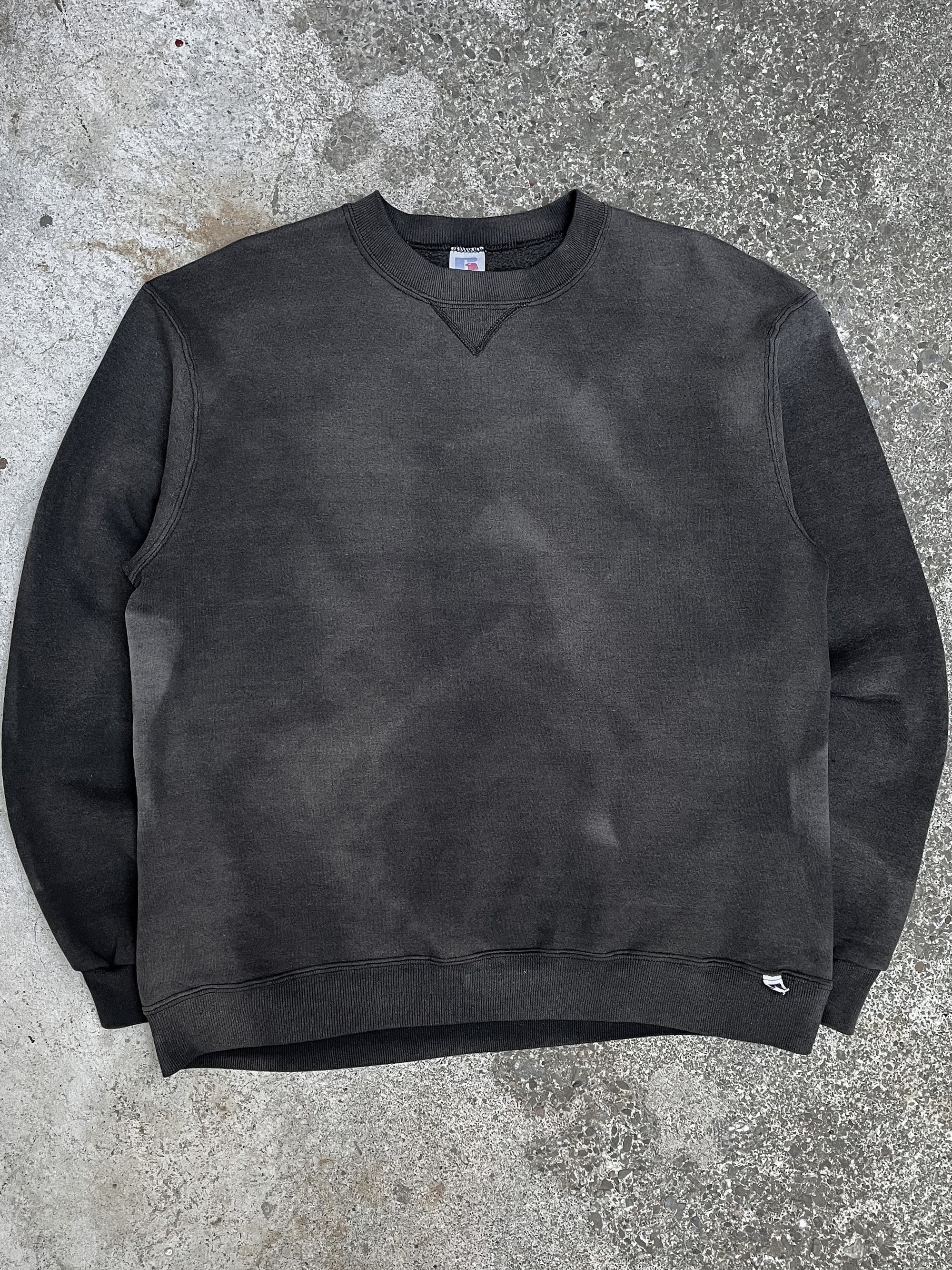 1980s Russell Sun Faded Black Blank Sweatshirt (L)