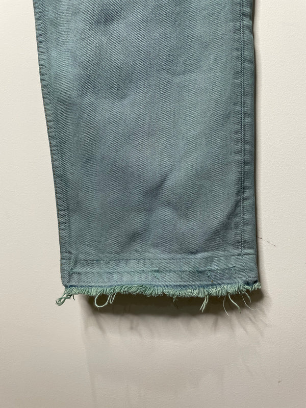 1990s Levi’s Faded Green Blue Overdye 501 Released Hem (34X31)