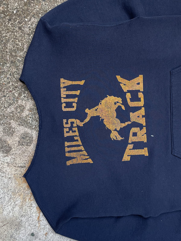 1990s Russell “Miles City Track” Cut-Off Hoodie