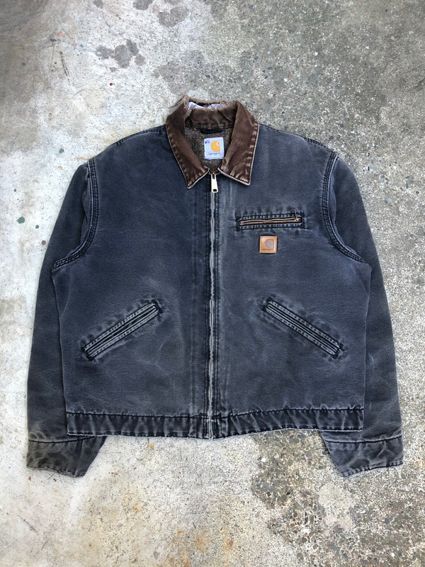 1990s Carhartt Faded Black Lined Work Jacket