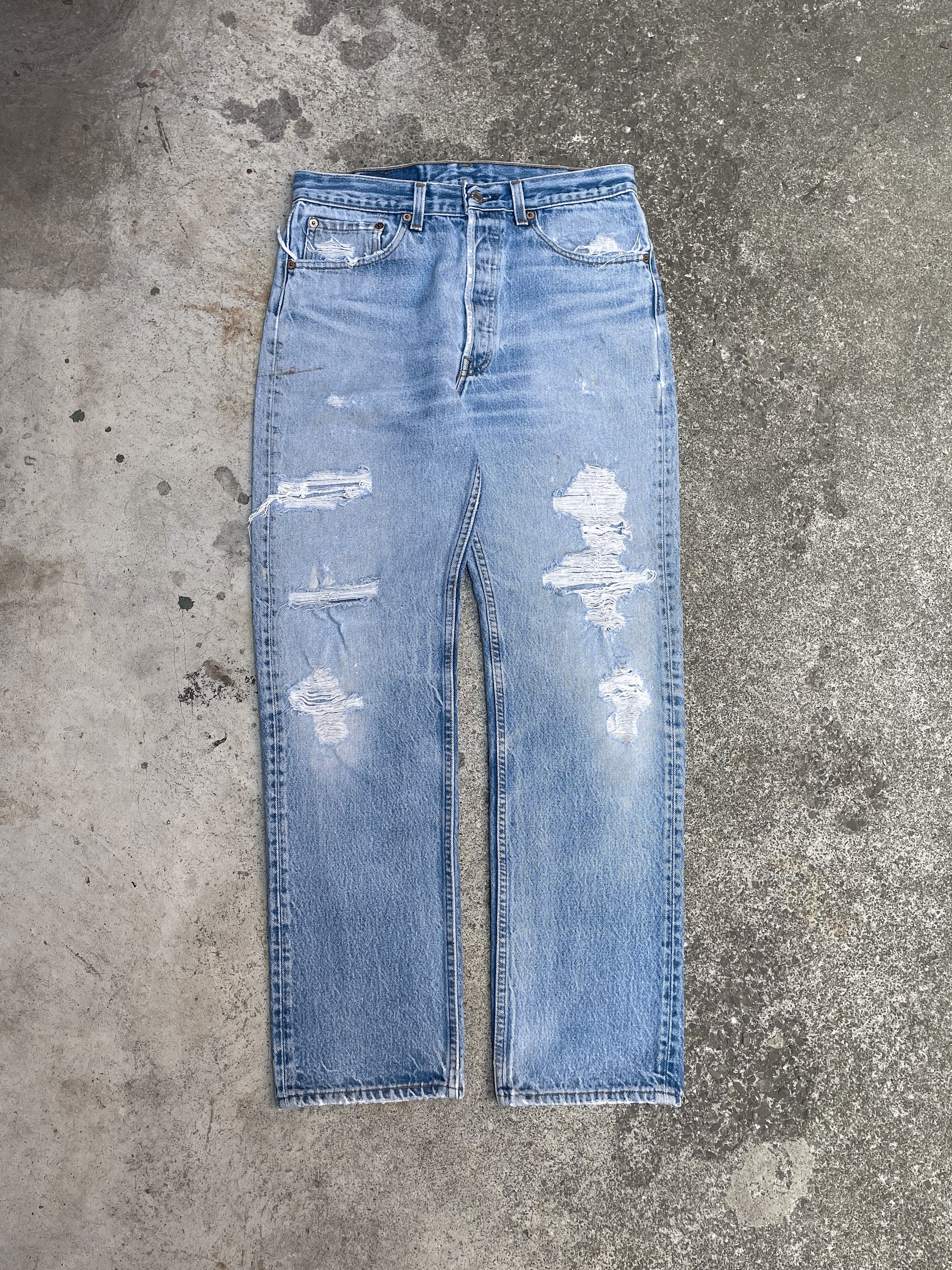 1990s Levi’s Distressed Faded Blue 501XX (30X28)