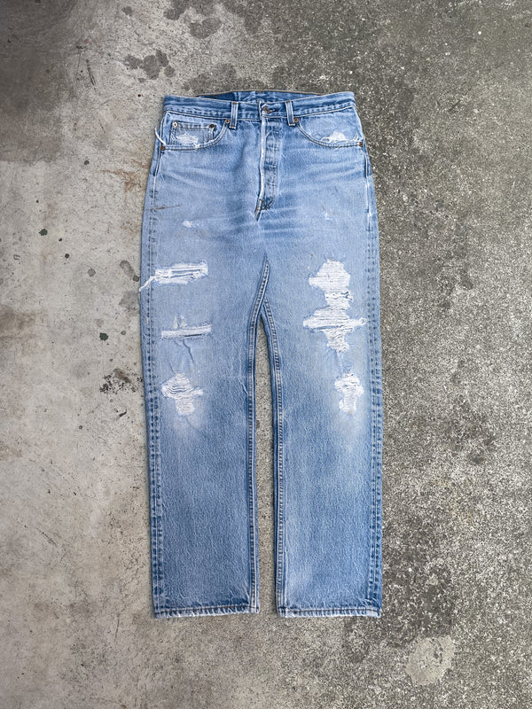 1990s Levi’s Distressed Faded Blue 501XX (30X28)