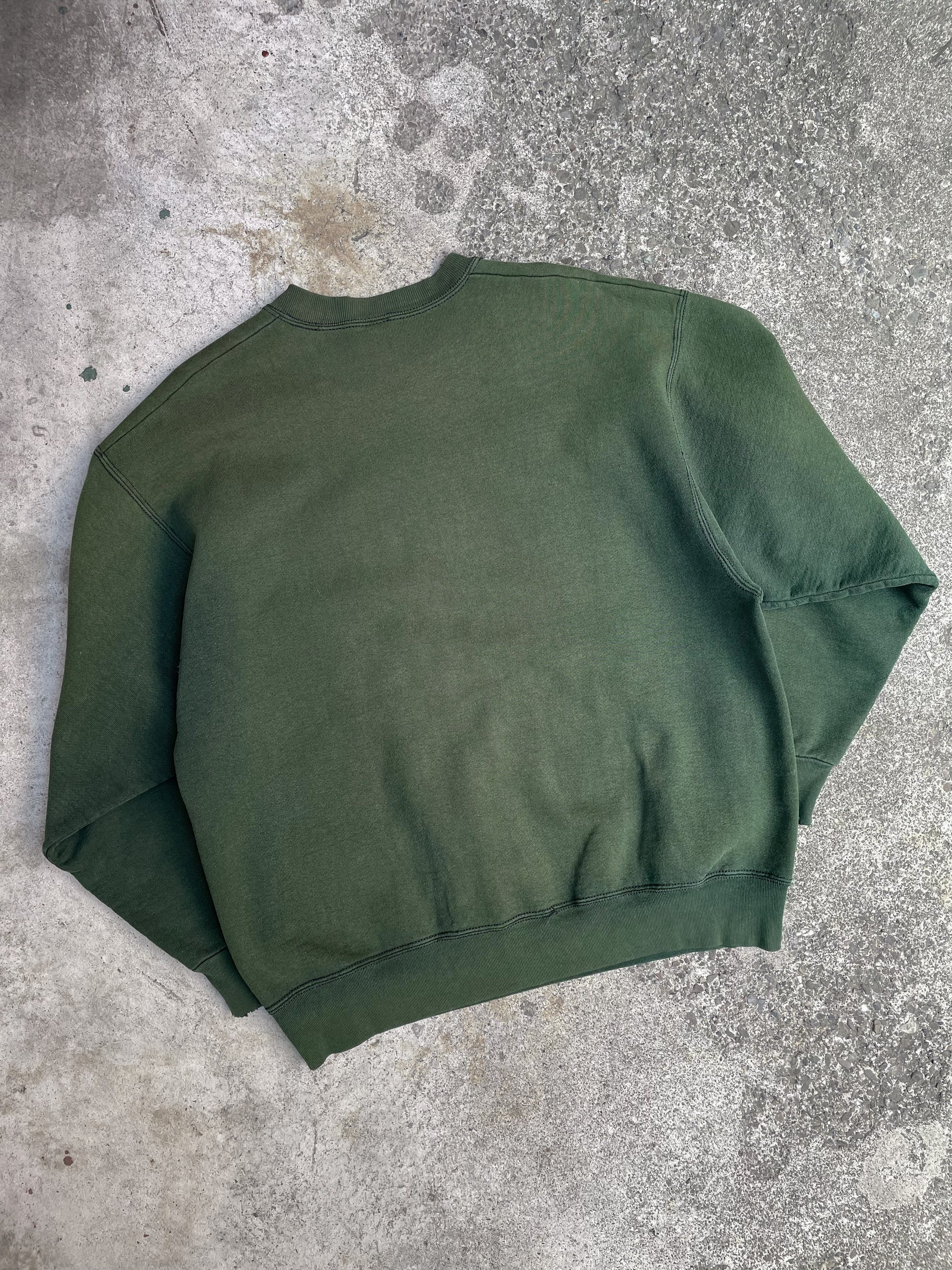 1990s Distressed Sun Faded Green “The Cafe With Good Taste” Sweatshirt