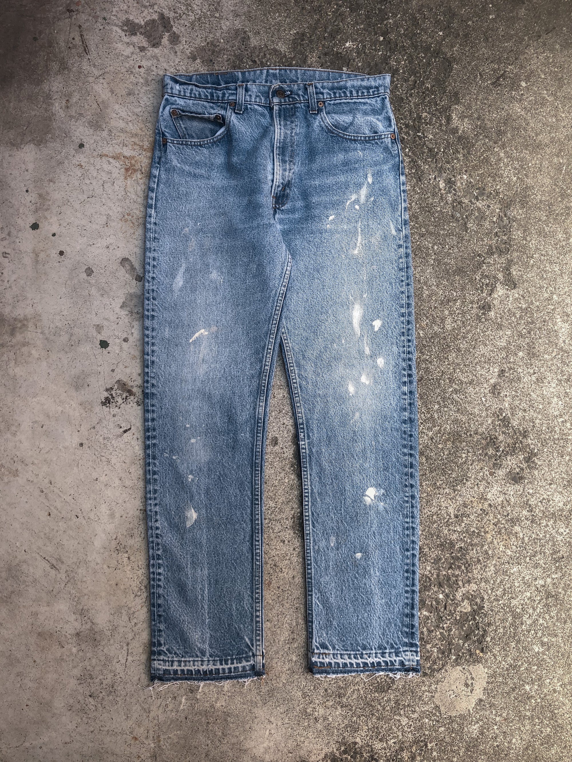 1980s Levis Painted Faded Blue 505 Released Hem (31X30)