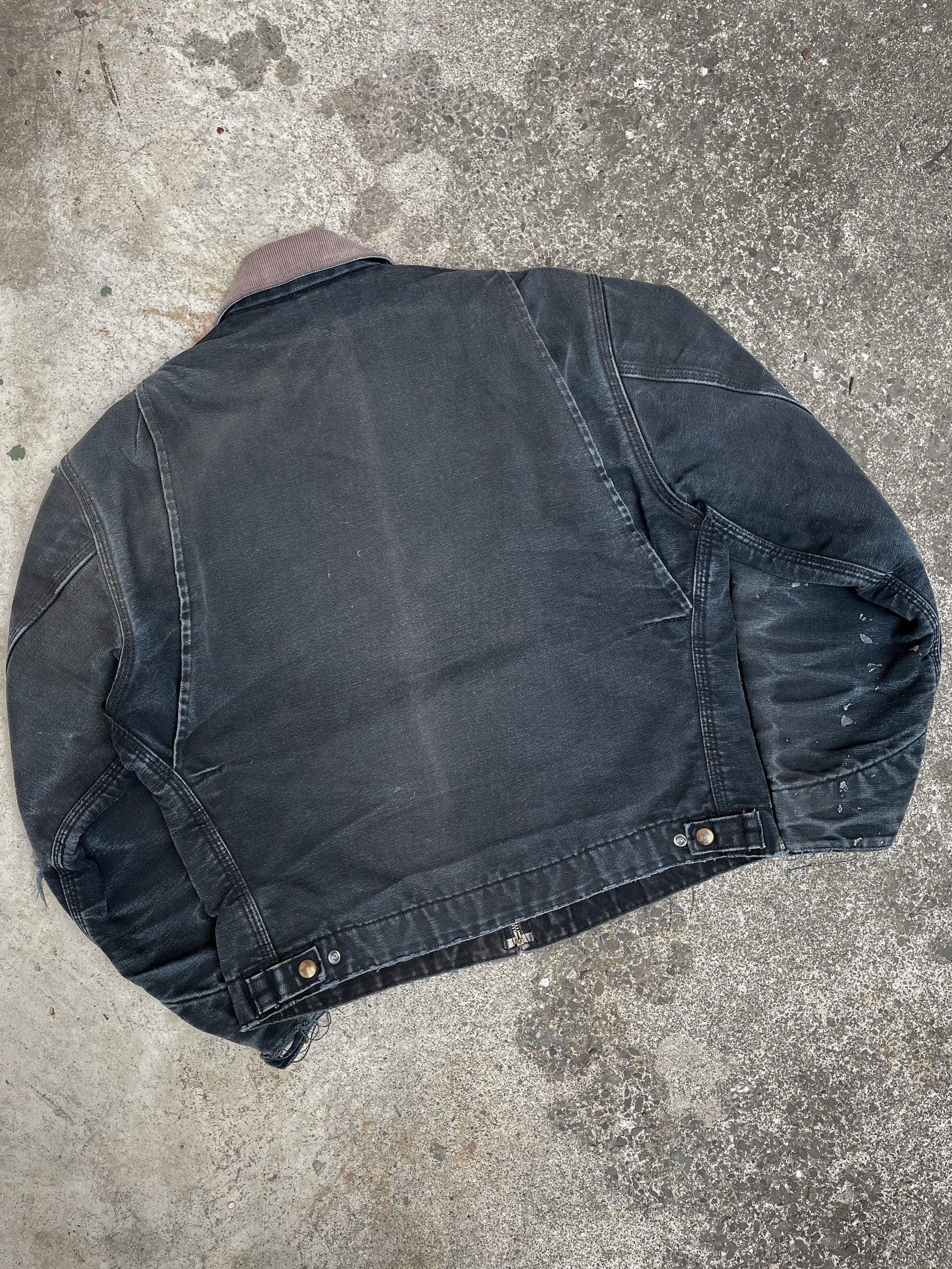 1990s Carhartt Painted Faded Black Lined Work Jacket