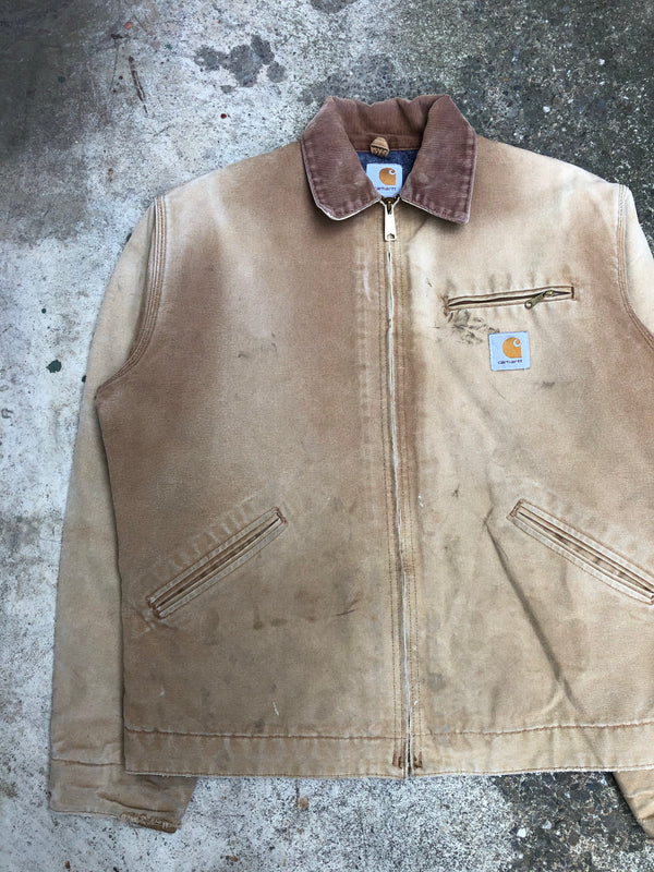 1990s Carhartt Sun Faded Tan Lined Work Jacket