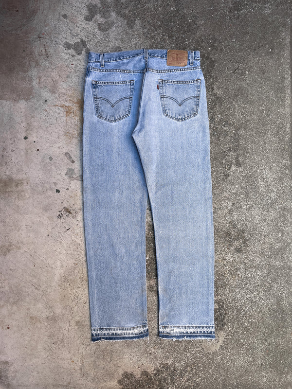 Vintage Levi’s Repaired Faded Blue 505 Released Hem (34X31)
