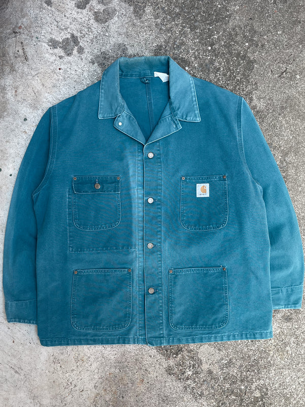 1990s Carhartt Sun Faded Blue Chore Jacket (XL)