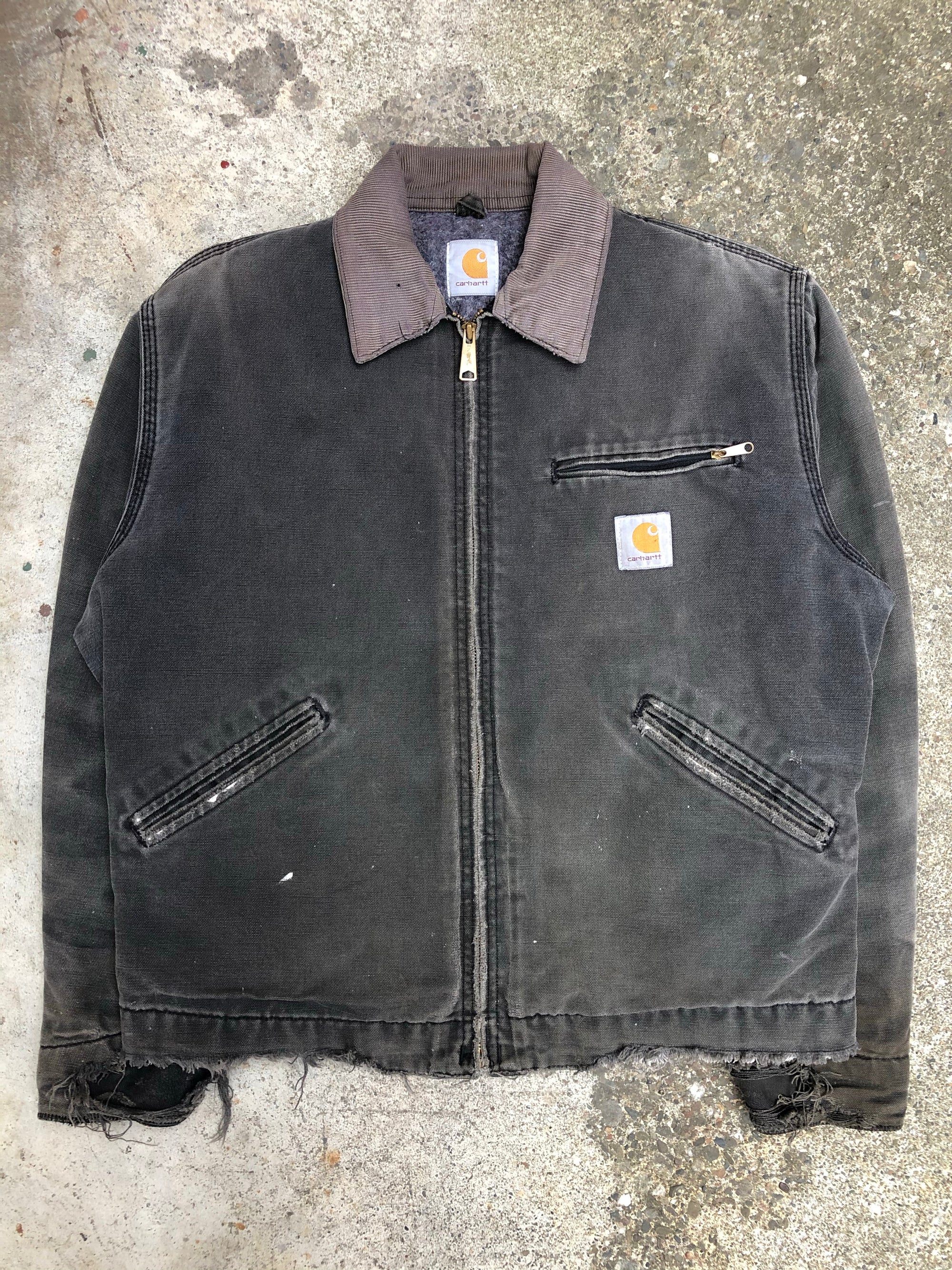 1990s Carhartt Sun Faded Black Lined Work Jacket (M)