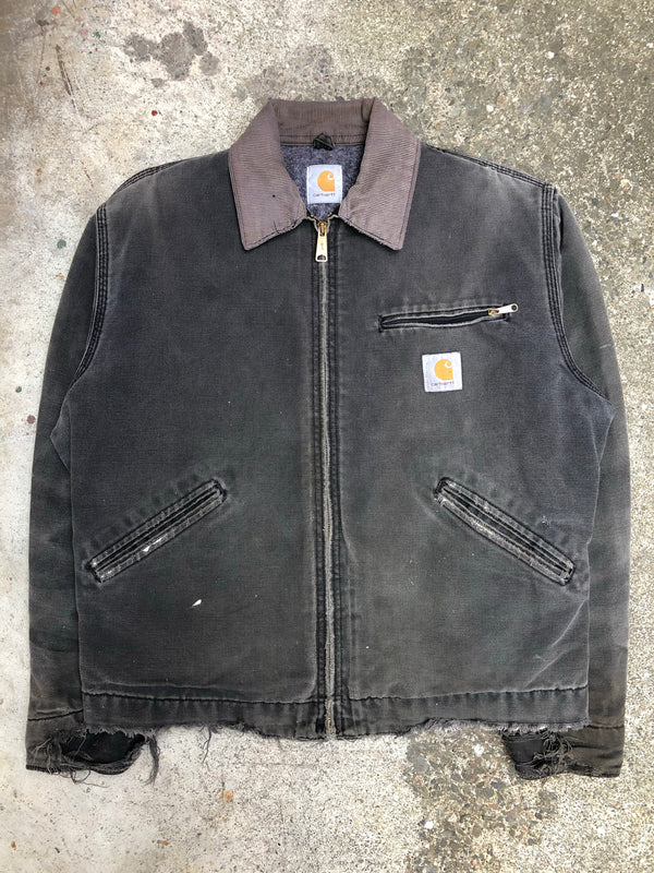 1990s Carhartt Sun Faded Black Lined Work Jacket (M)