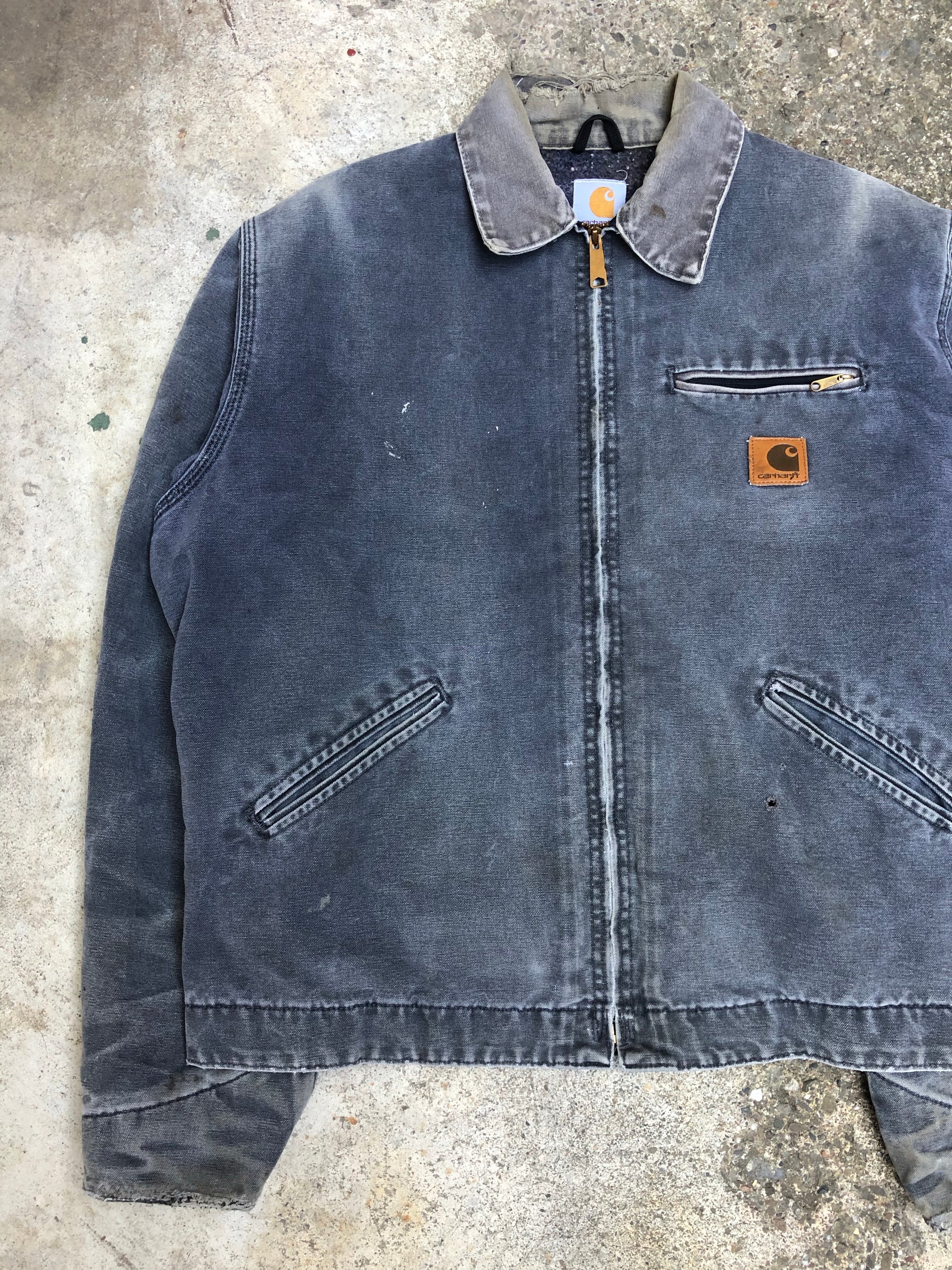 1990s Carhartt Sun Faded Grey Lined Work Jacket