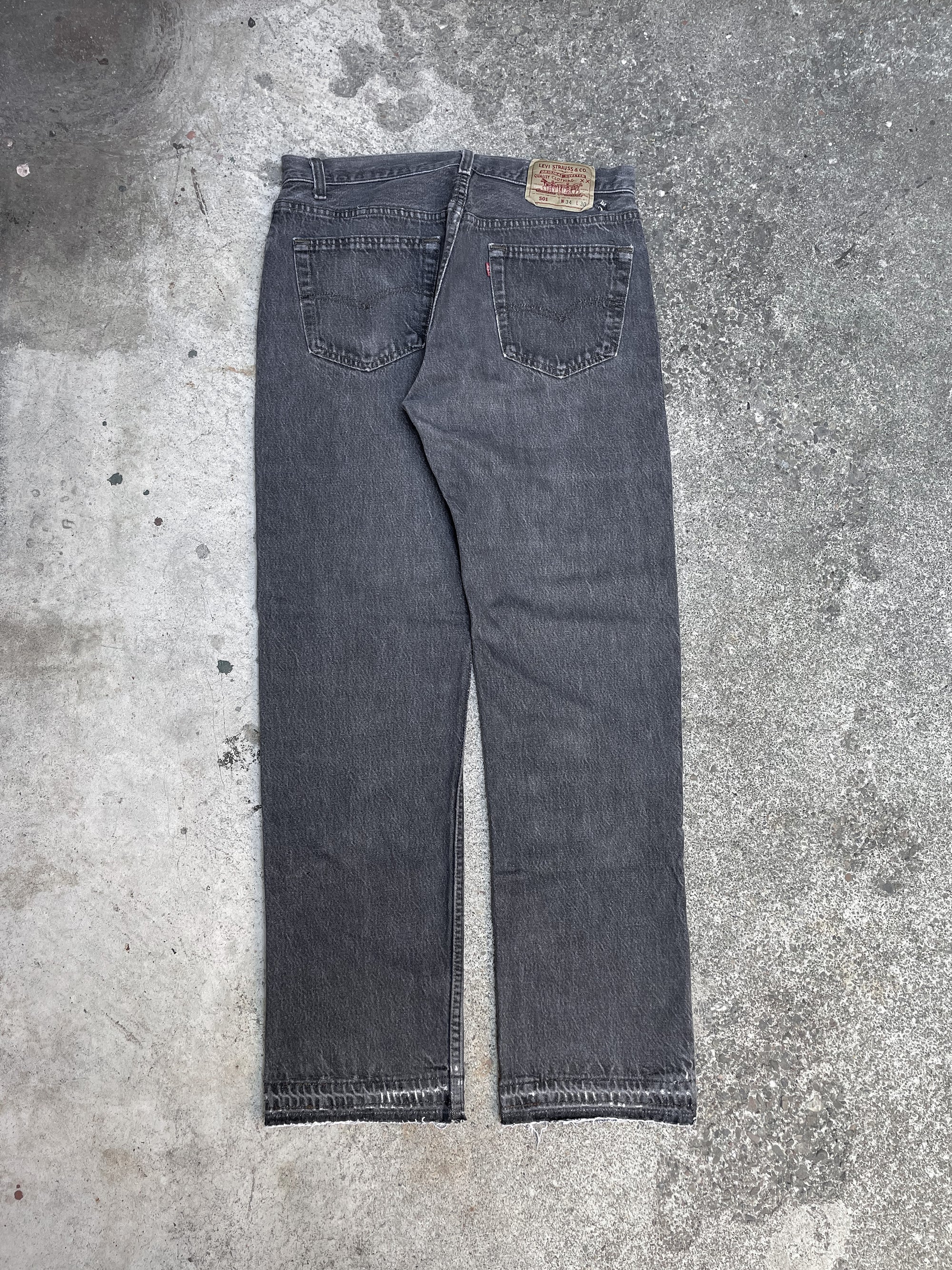 1990s Levis Faded Grey 501 Released Hem (32X30)