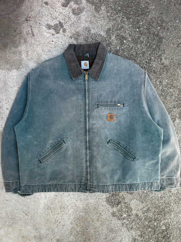 1990s Carhartt Faded Hunter Green Lined Work Jacket (XXXL)