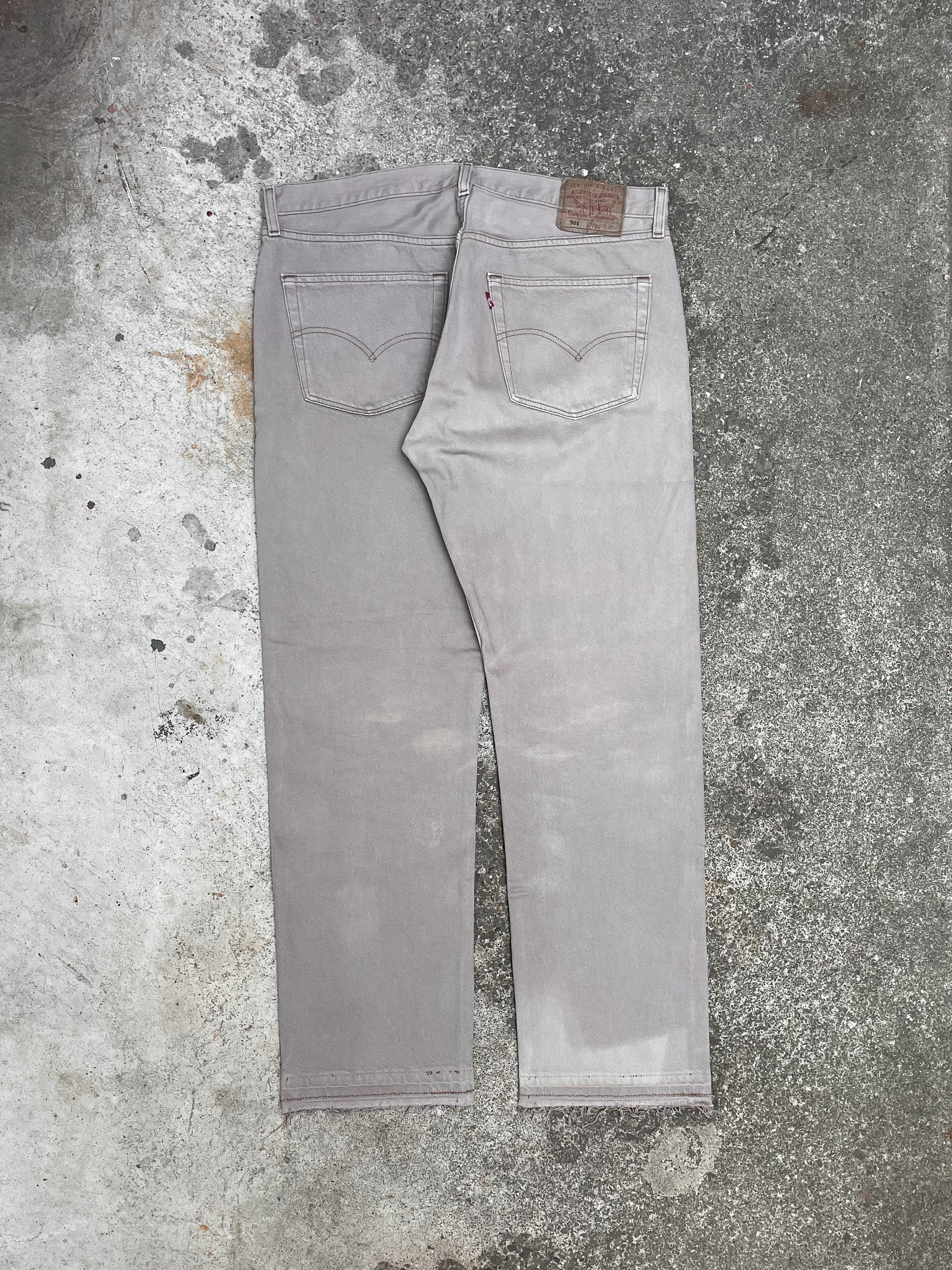 1990s Levi’s Faded Taupe Brown Grey 501 Released Hem (36X30)