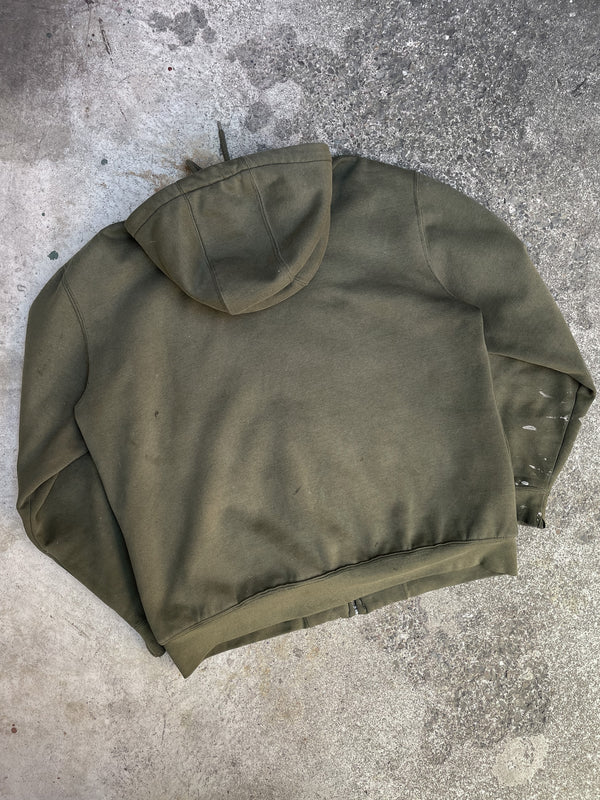 Carhartt Painted Faded Green Zip Up Hoodie