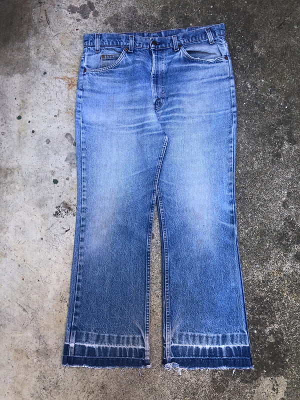 1980s Orange Tab Levis Faded Blue 517 Released Hem (35X27)