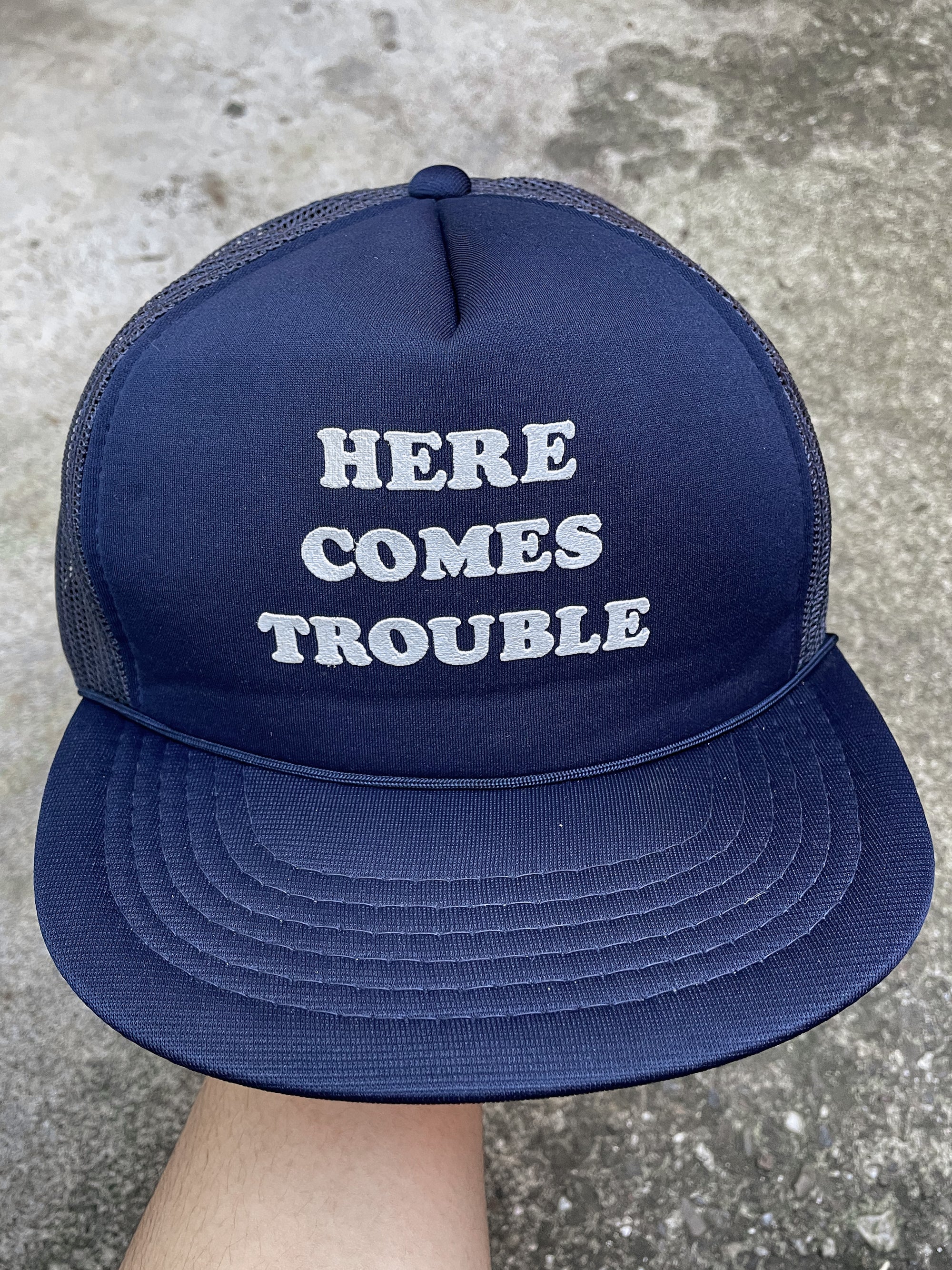 1980s/90s “Here Comes Trouble” Trucker Hat