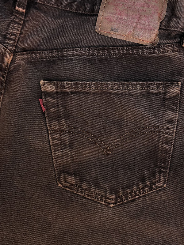 1990s Levis Faded Chocolate Brown 501 Released Hem (33X29)