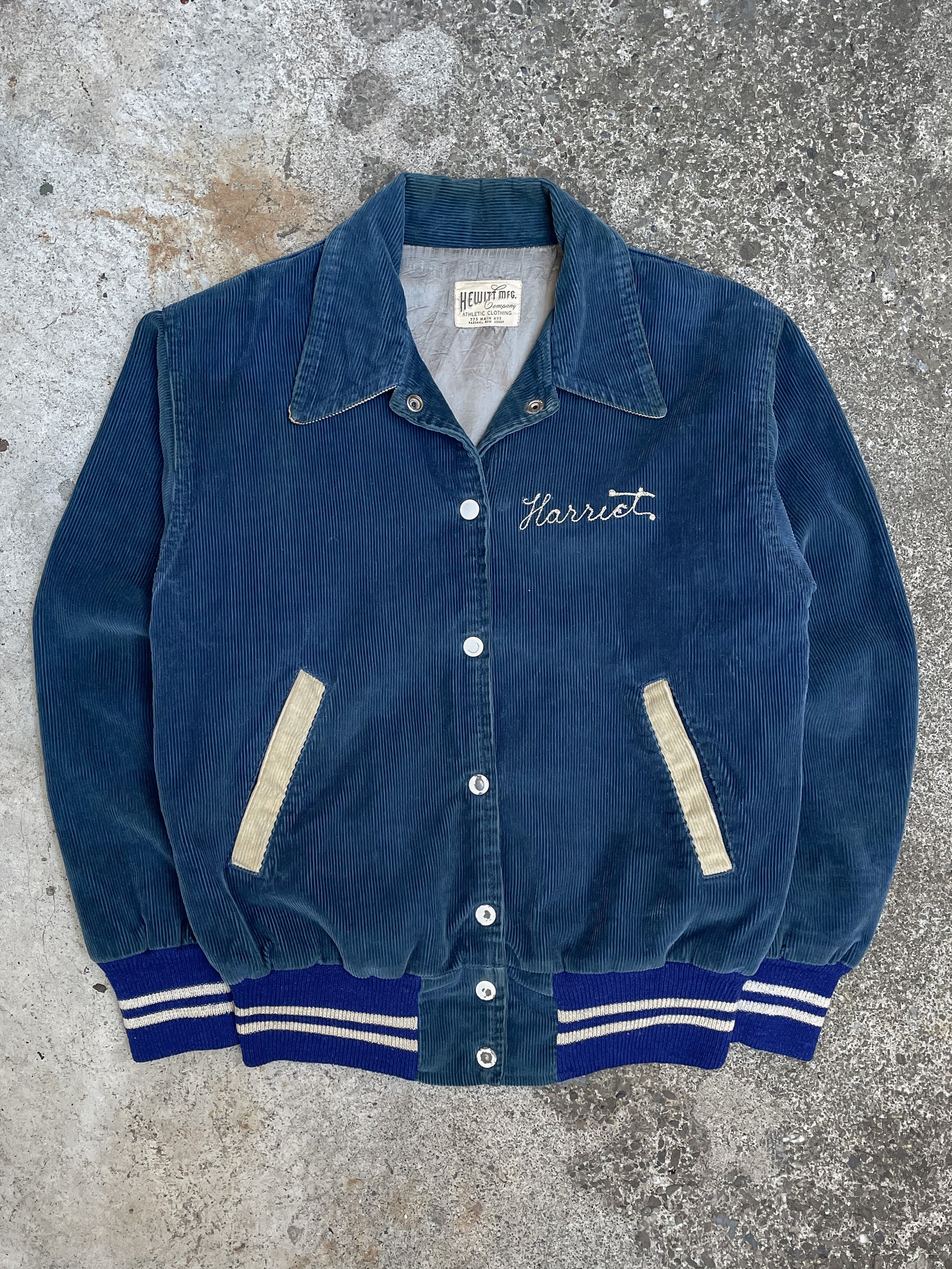 1970s “Pearl River” Chain Stitched Faded Corduroy Varsity Jacket