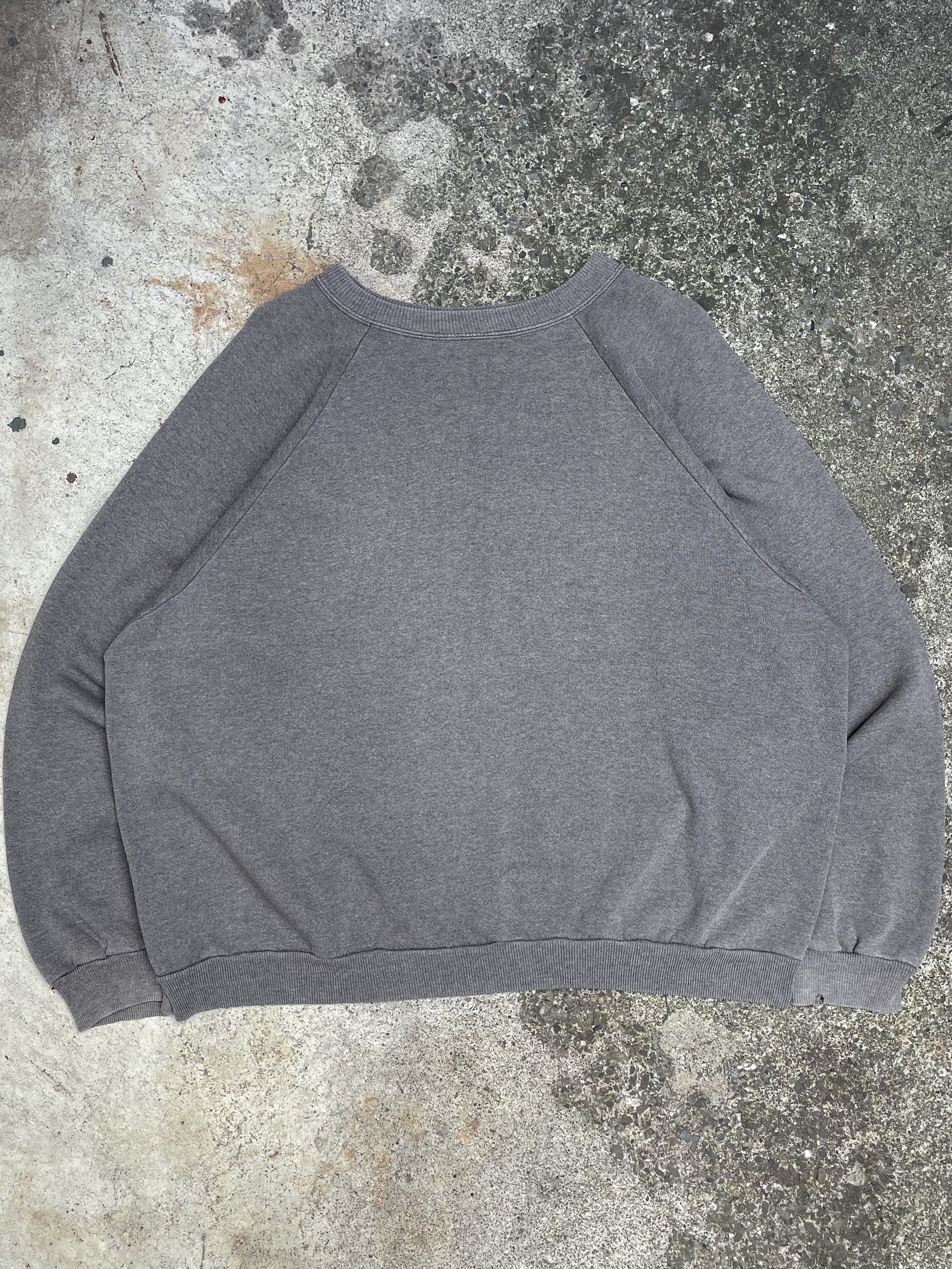 1990s Faded Grey Blank Raglan Sweatshirt (XL)