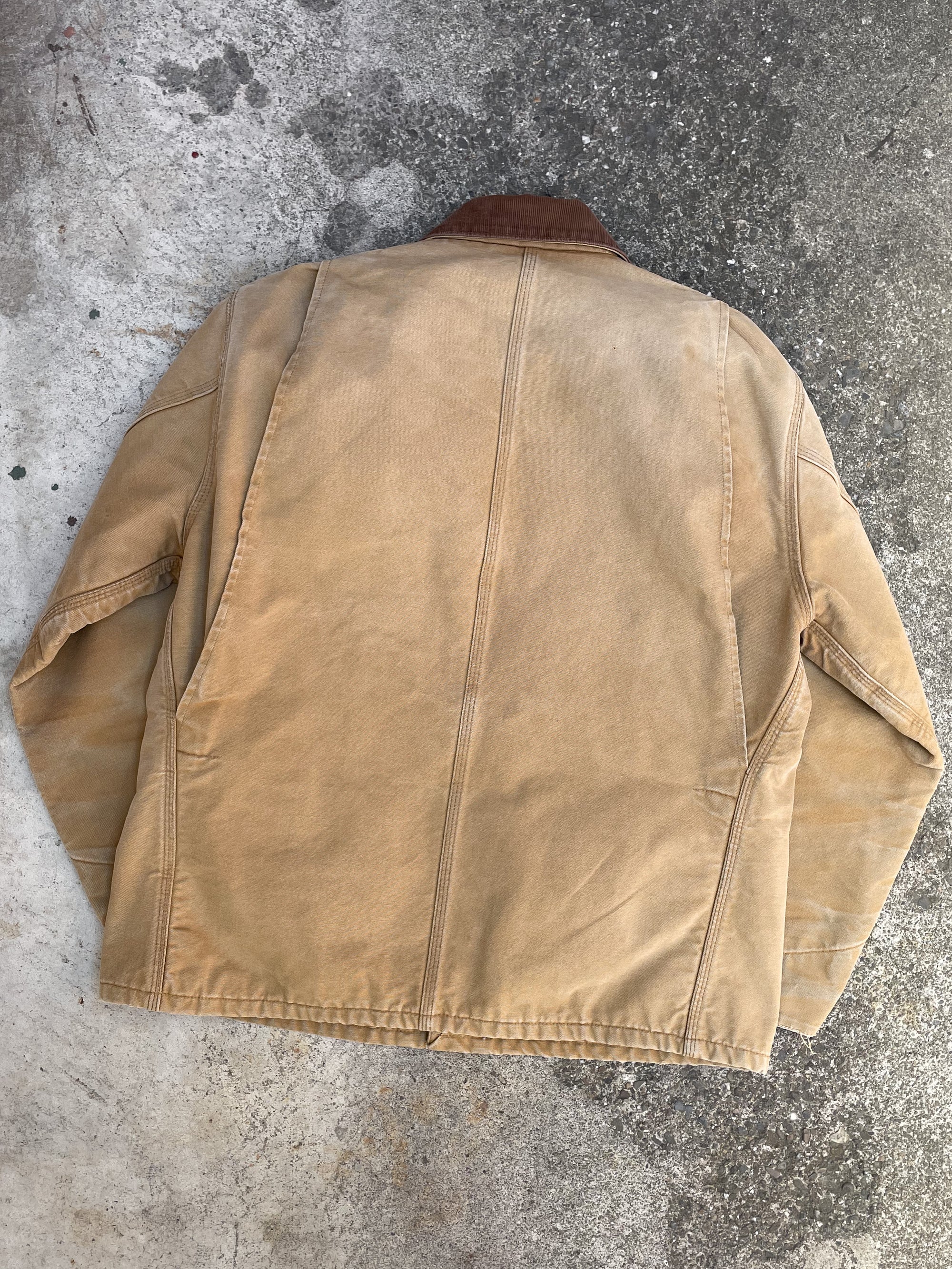 1990s Carhartt Faded Tan Lined Chore Jacket (L)