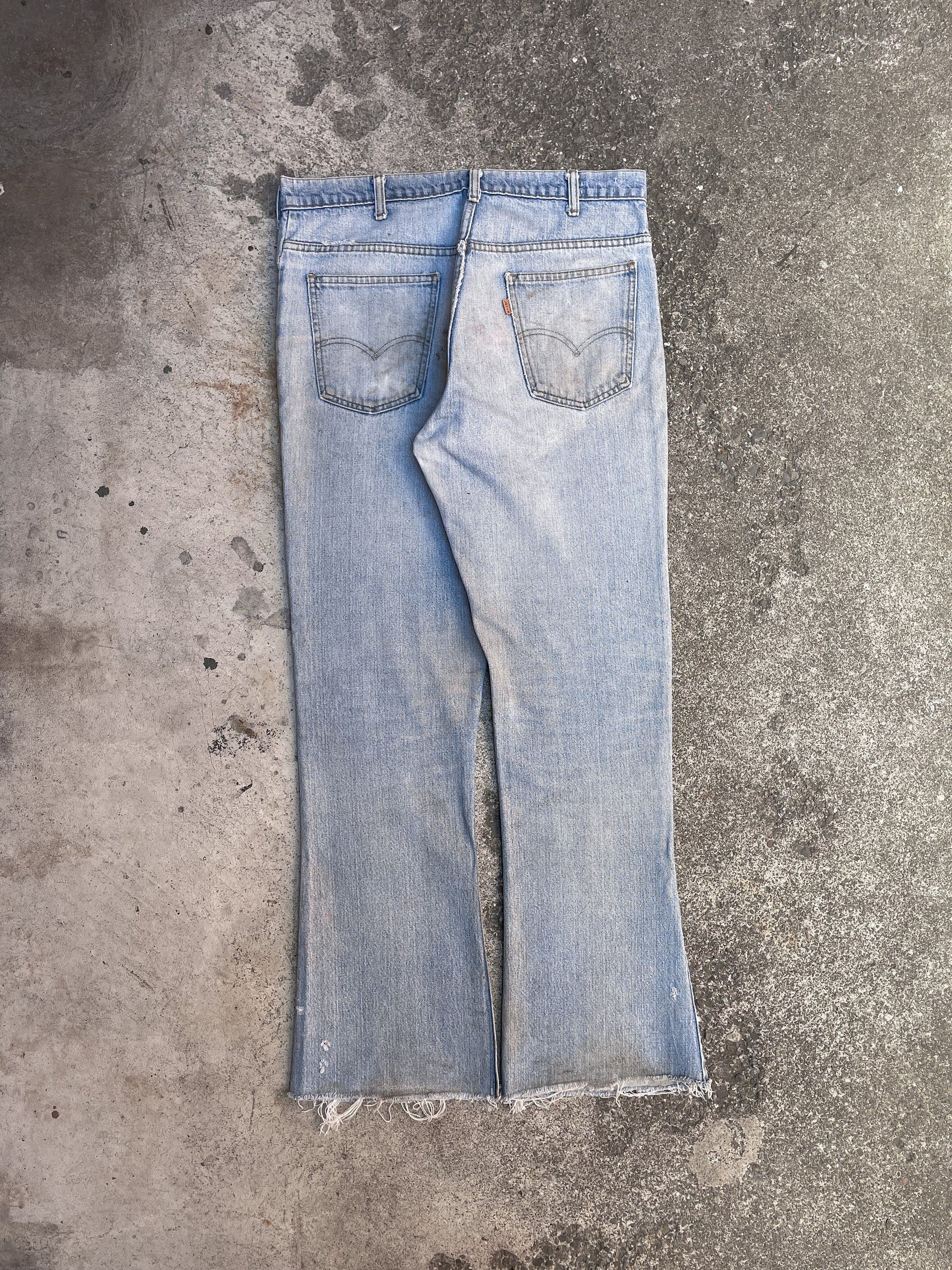 1970s Orange Tab Levi’s Faded Blue 646 Flares Talon Zip (33X31)