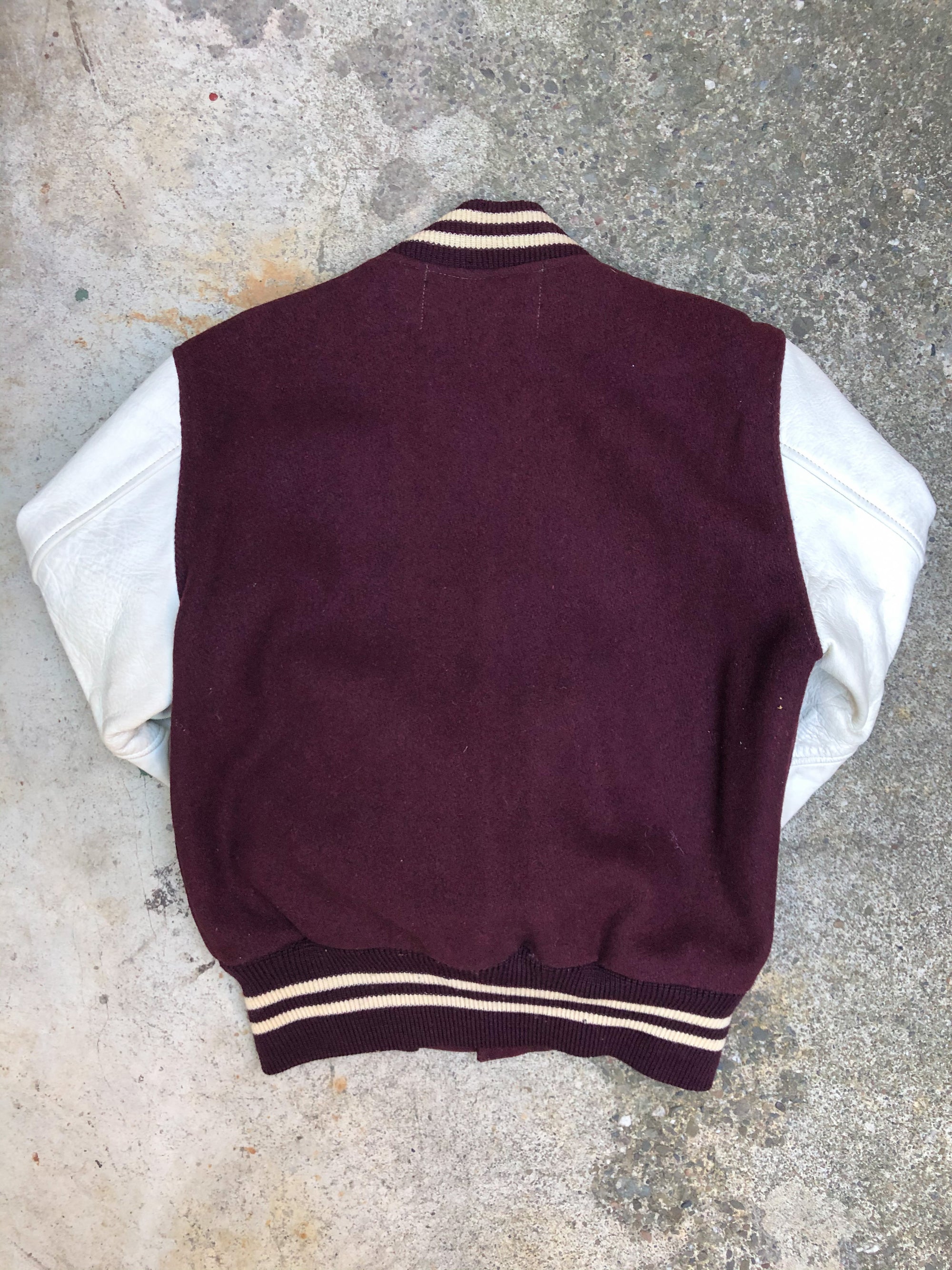 1960s Maroon Chain Stitch “Brent” Varsity Jacket