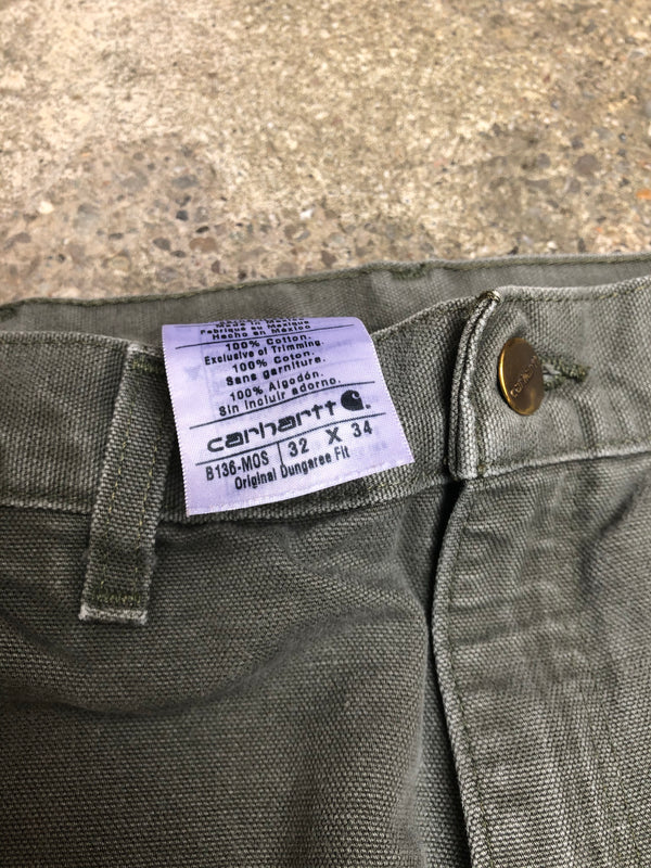 Carhartt B136 Moss Green Double Front Knee Work Pants (32X33)