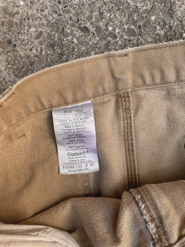 Carhartt B136 Tan Double Front Knee Work Pants (34X28)