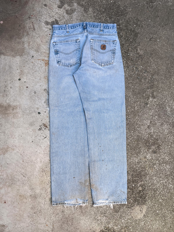 Carhartt B160 Distressed Faded Blue Denim (31X32)