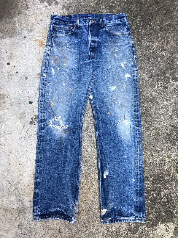 1990s Levis 501 Worn In Blue Painter (31X29)