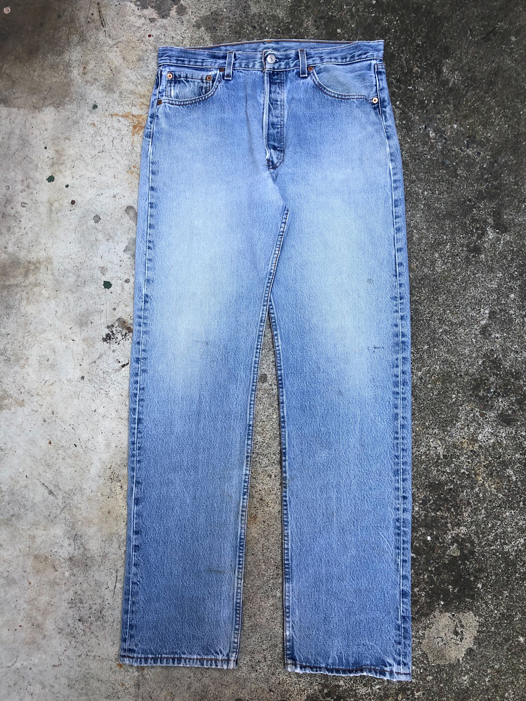 1990s Levis Repaired Faded Blue 501 (33X33)