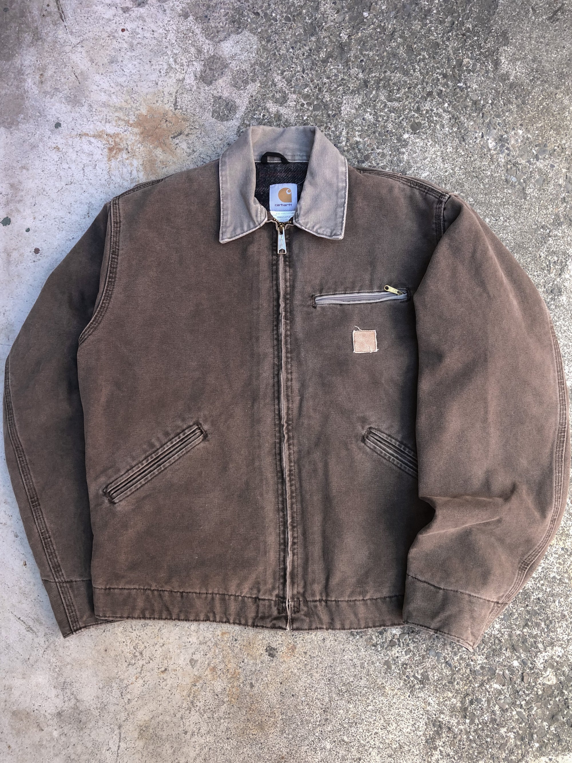 1990s Carhartt Faded Chocolate Lined Work Jacket (M)