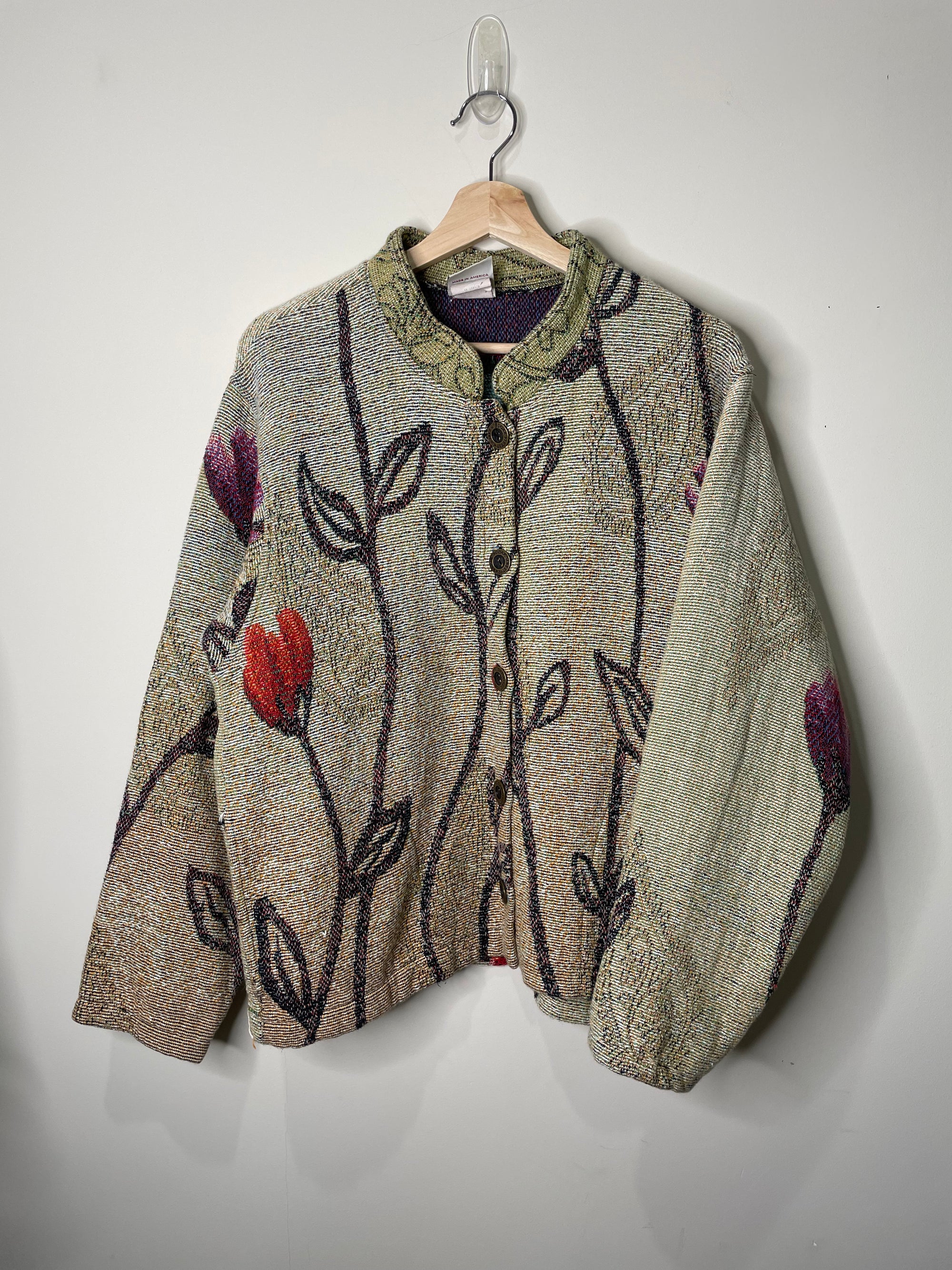 1990s Sugar Street Weavers Floral Tapestry Knit (M)