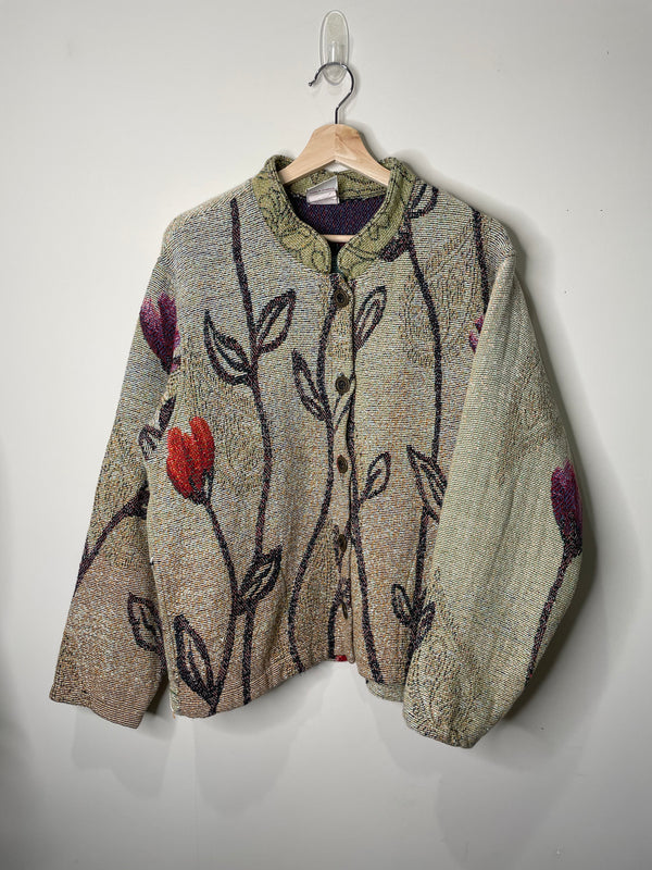 1990s Sugar Street Weavers Floral Tapestry Knit (M)