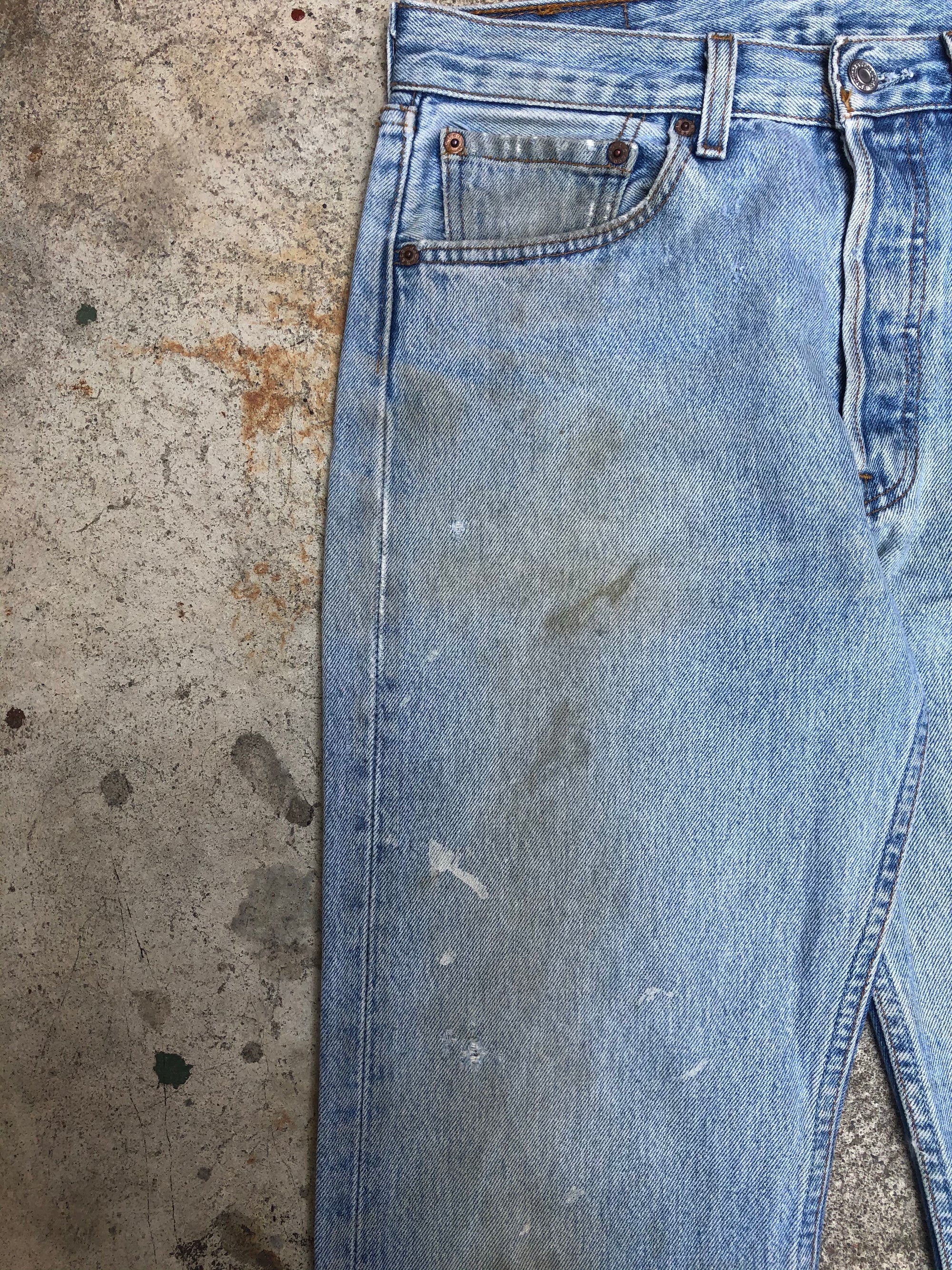 1990s Levis 501 Worn In Painted Blue (30X33)