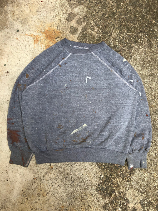 1970s Heather Grey Blank Paint Raglan Sweatshirt