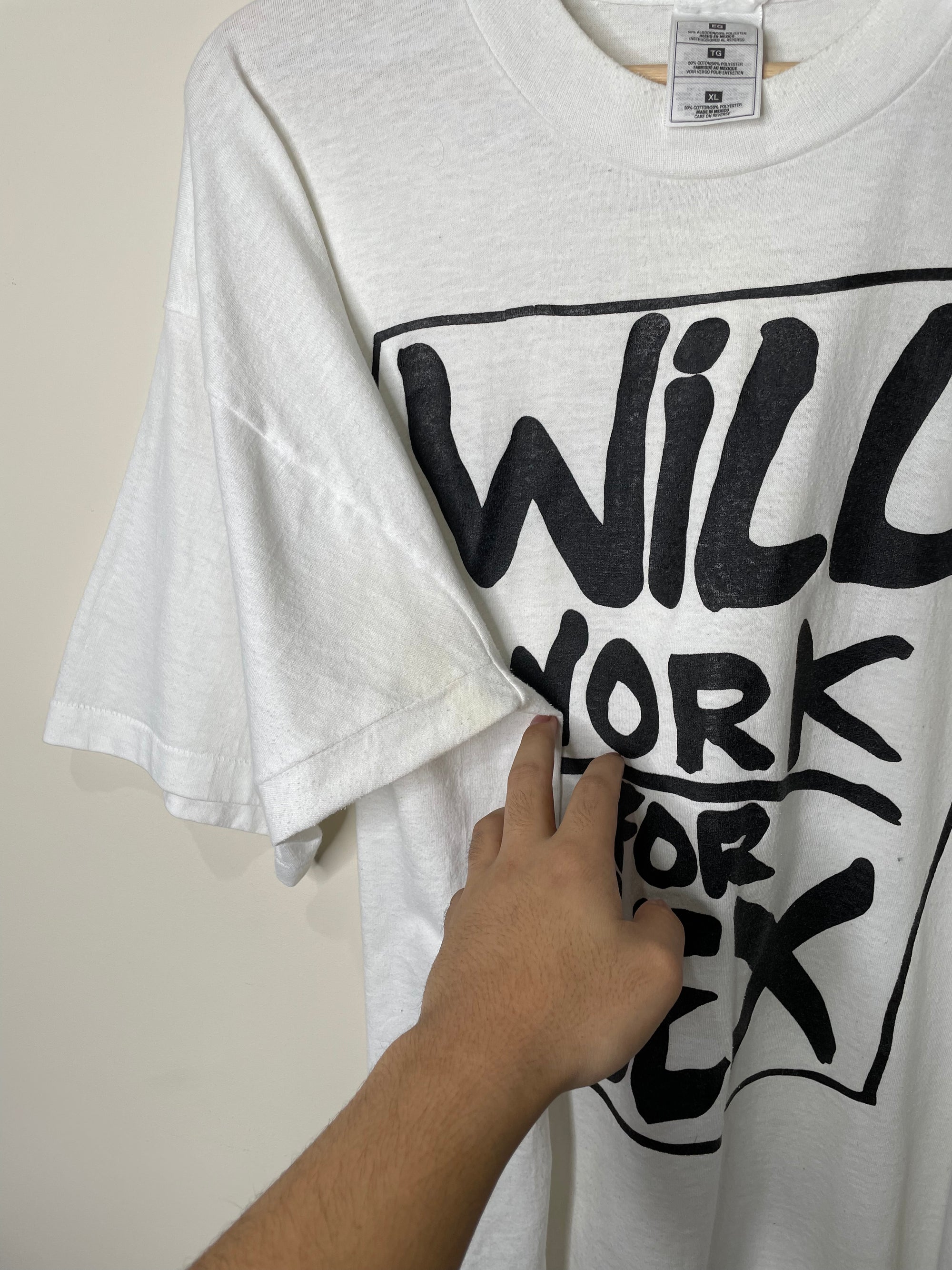 1990s “Will Work For Sex” Single Stitched Tee (XL)