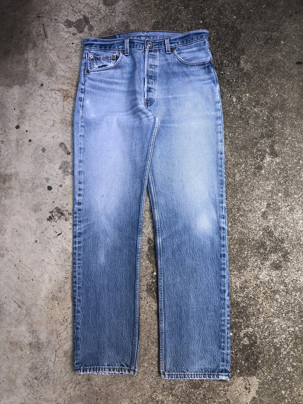 1990s Levis Repaired Faded Blue 501XX (33X31)