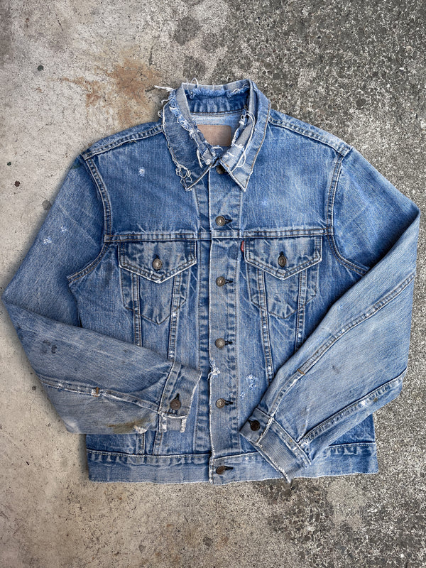 1970s Levi’s Distressed Faded Blue Lemon Stitch Denim Jacket