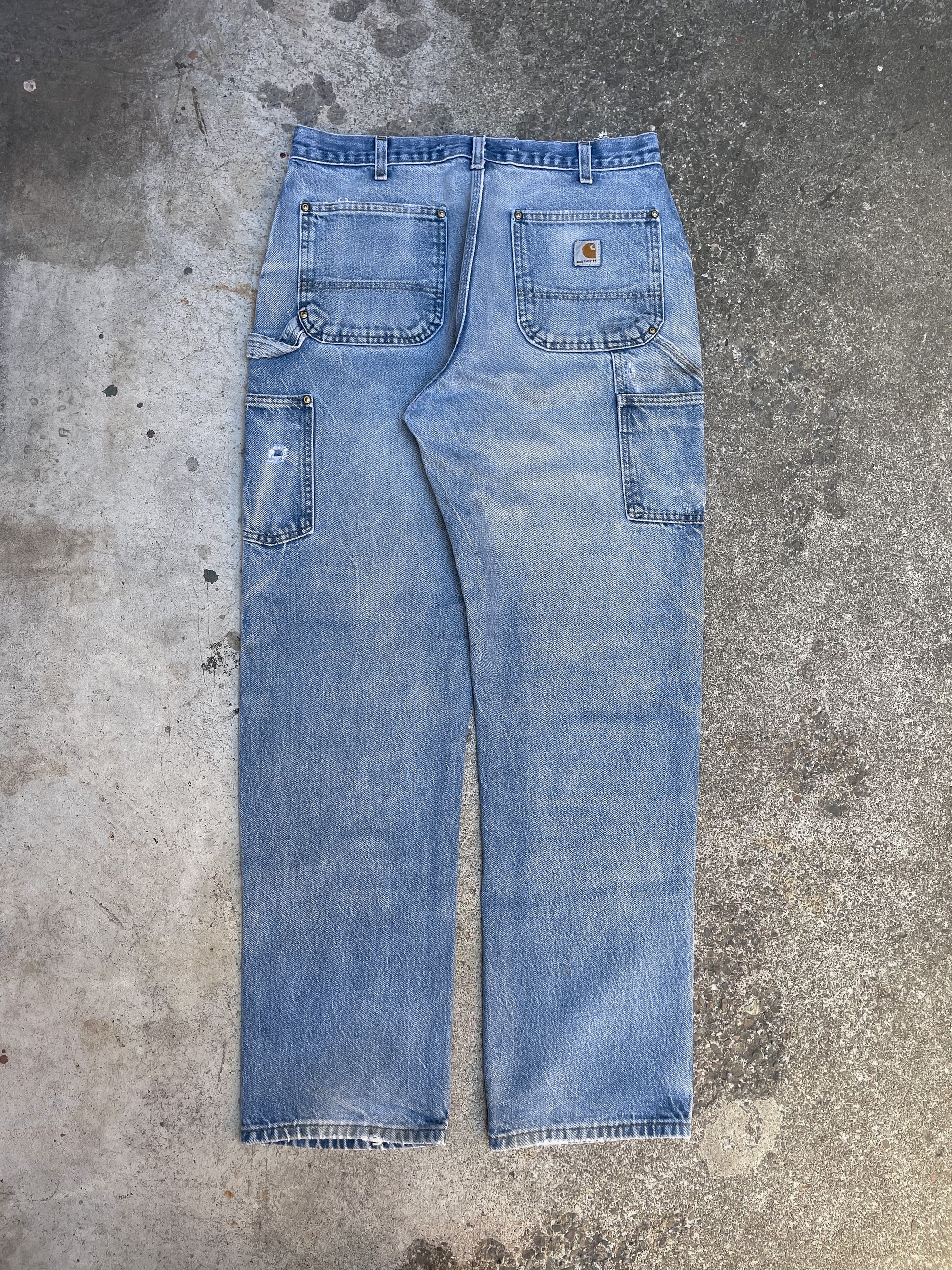 Carhartt B07 Blue Denim Double Front Knee Work Pants (33X33)