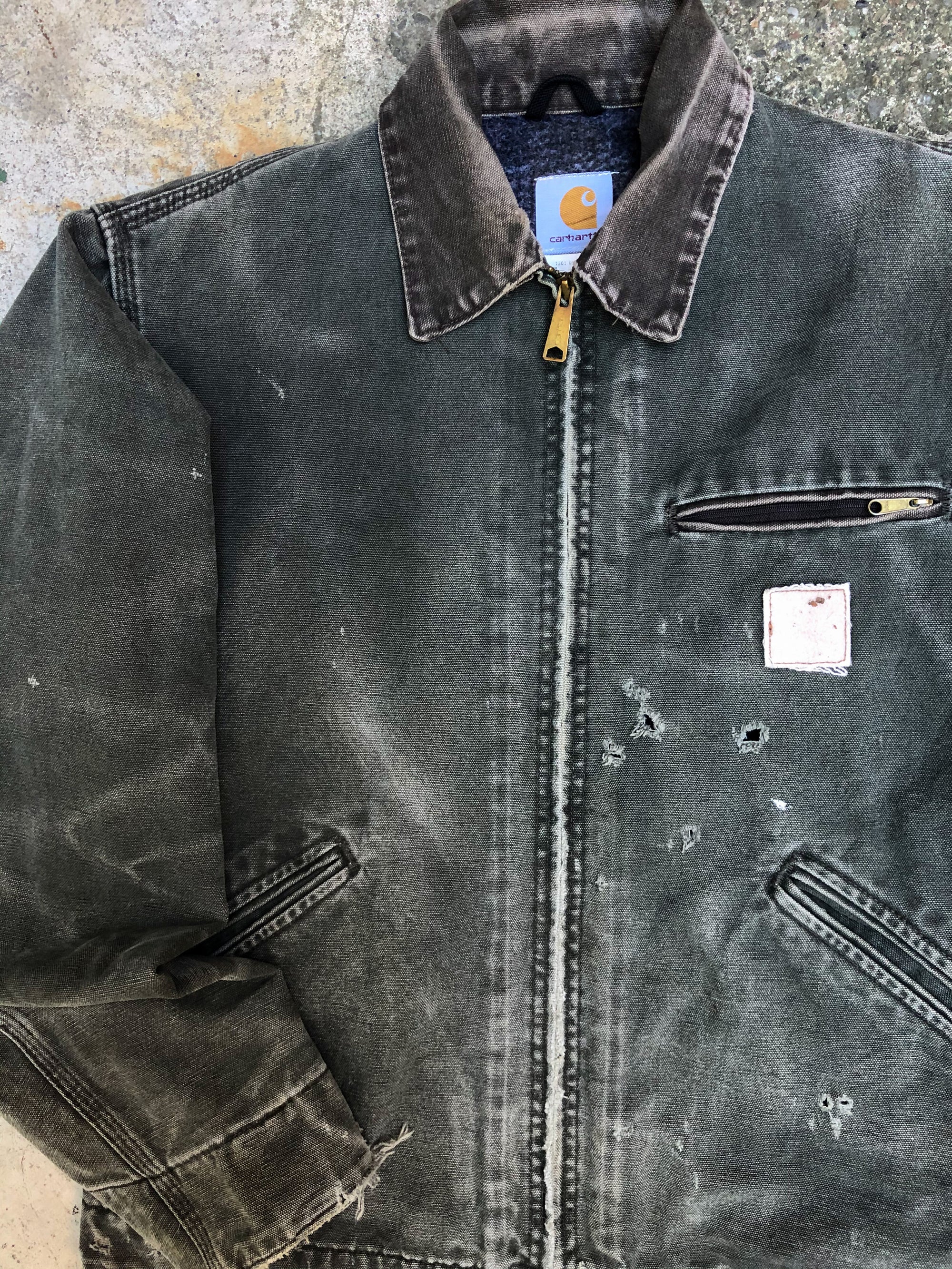 1990s Carhartt Faded Moss Green Lined Work Jacket (M)