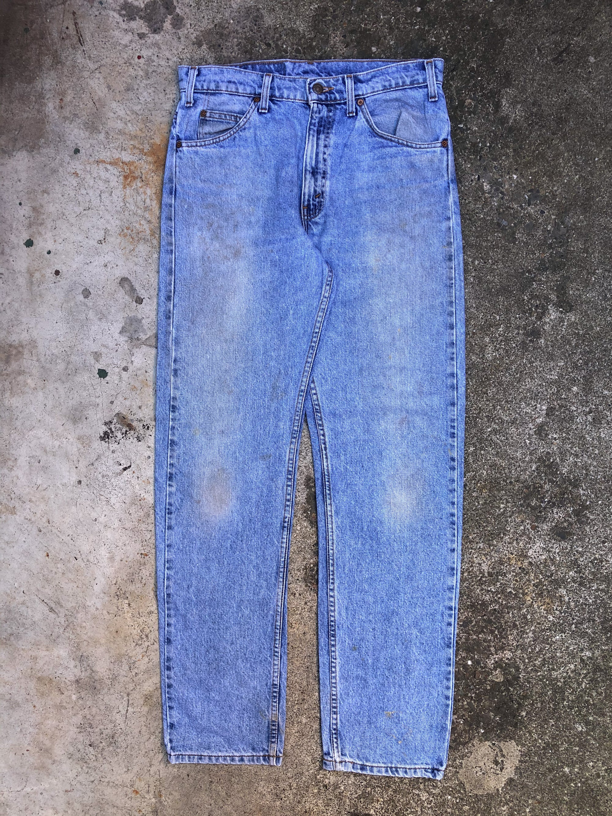 1990s Orange Tab Levis Mid Stone Wash Blue 505 (31X31)